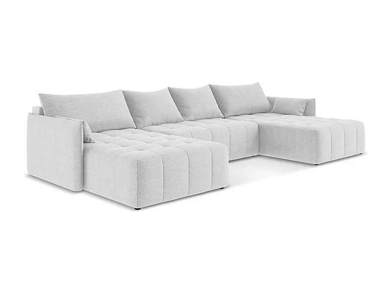 Sofa panoramiczna - z tkaniny bouclé - srebrny - MOKU