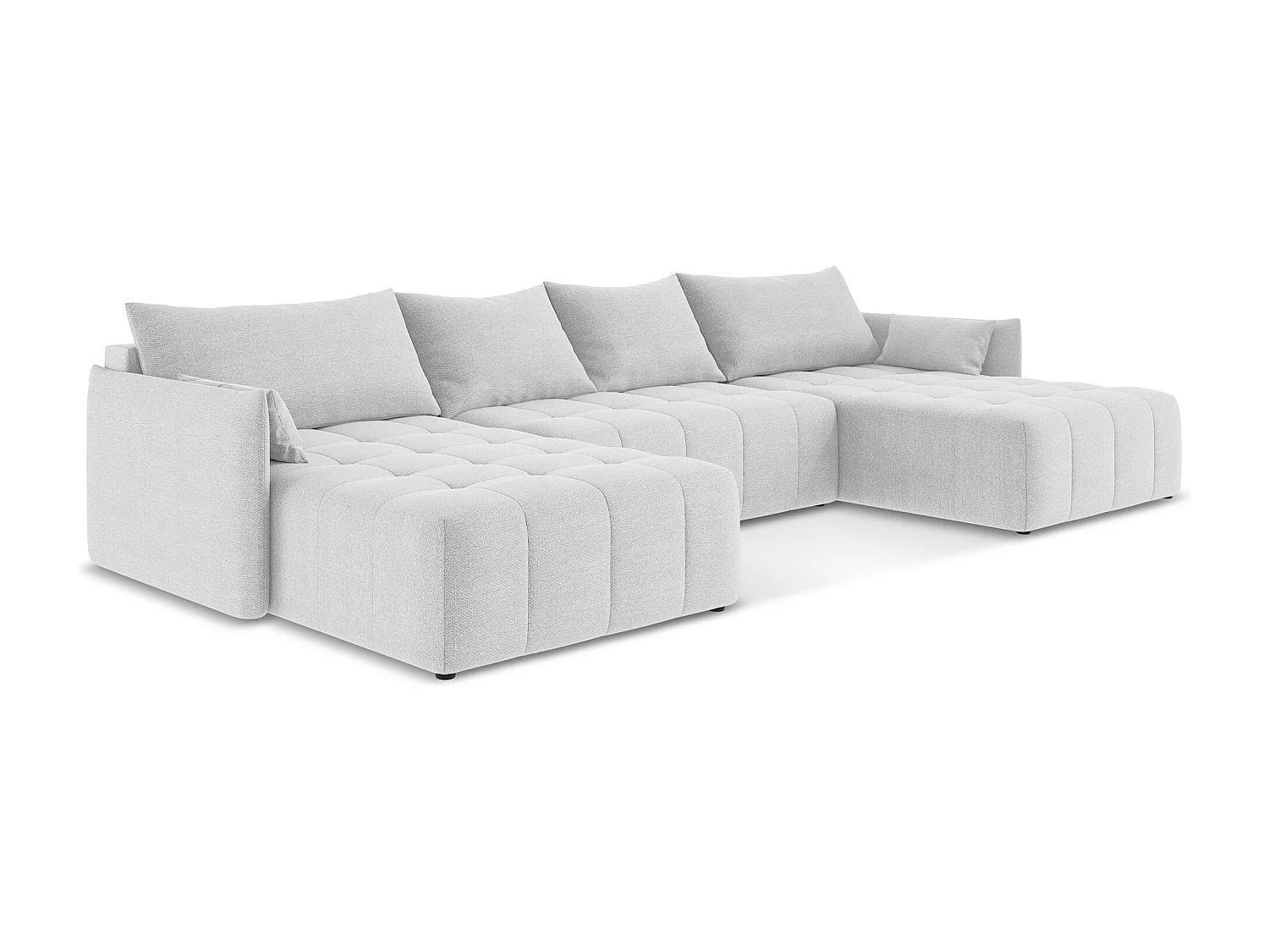 Sofa panoramiczna - z tkaniny bouclé - srebrny - MOKU