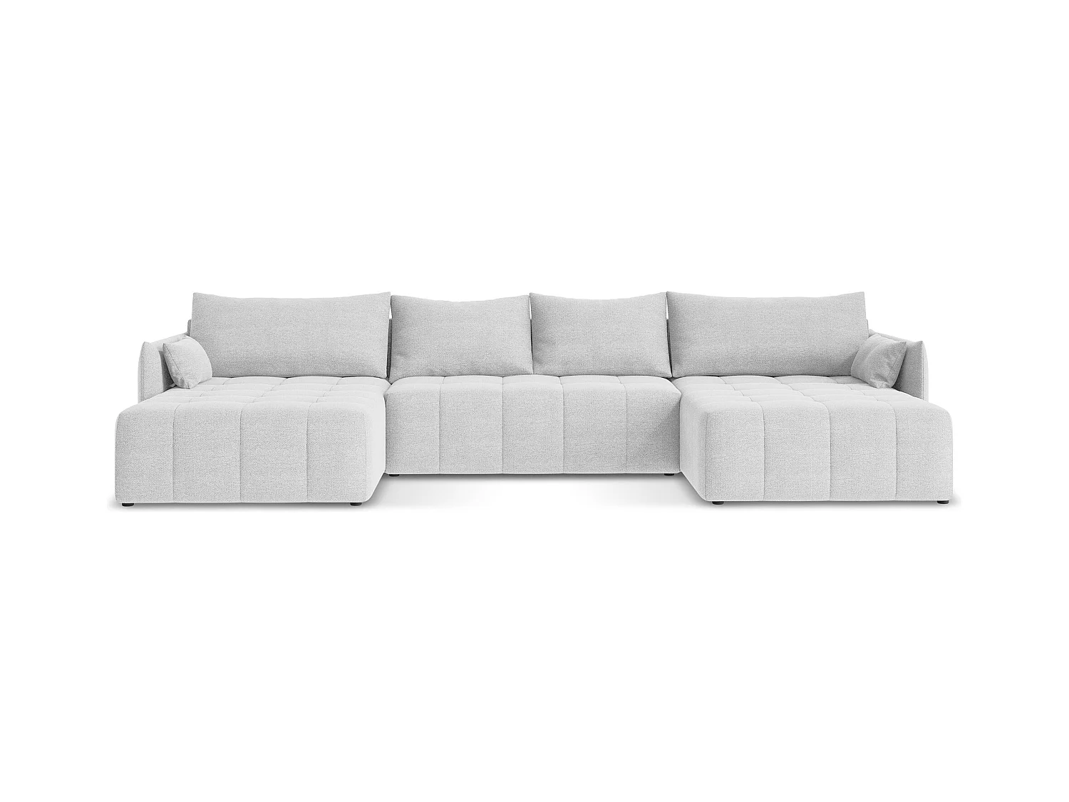 Sofa panoramiczna - z tkaniny bouclé - srebrny - MOKU