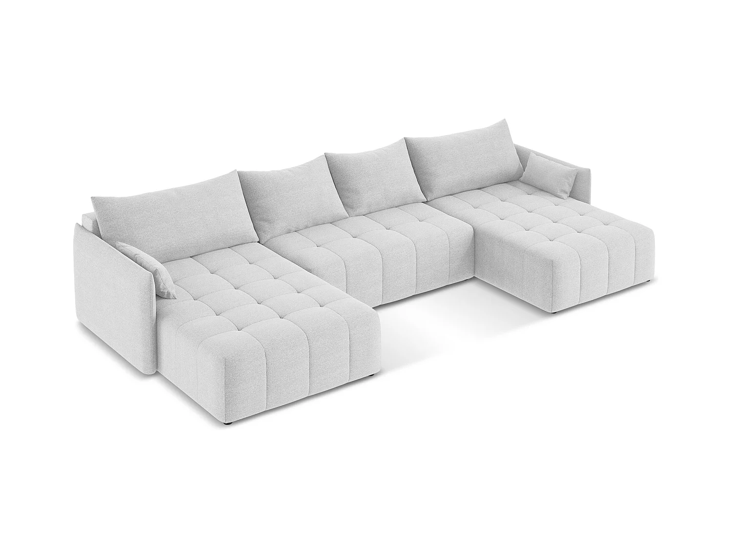 Sofa panoramiczna - z tkaniny bouclé - srebrny - MOKU