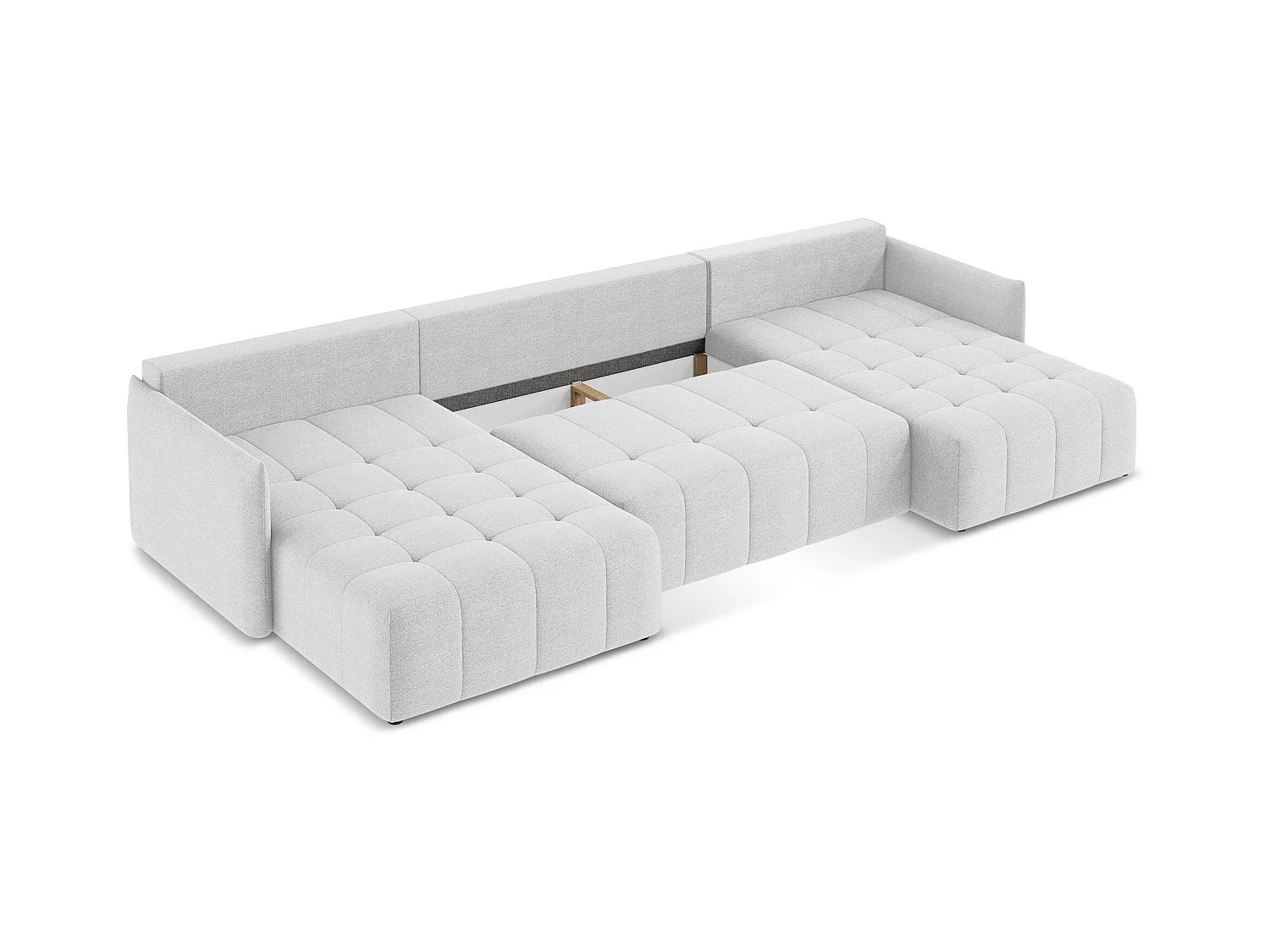 Sofa panoramiczna - z tkaniny bouclé - srebrny - MOKU