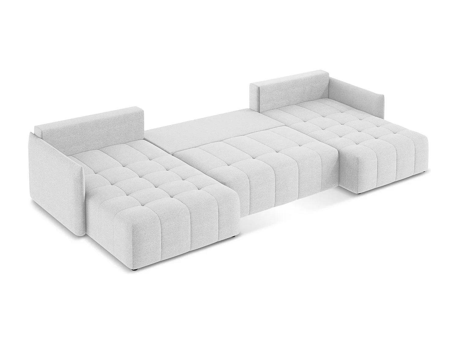 Sofa panoramiczna - z tkaniny bouclé - srebrny - MOKU