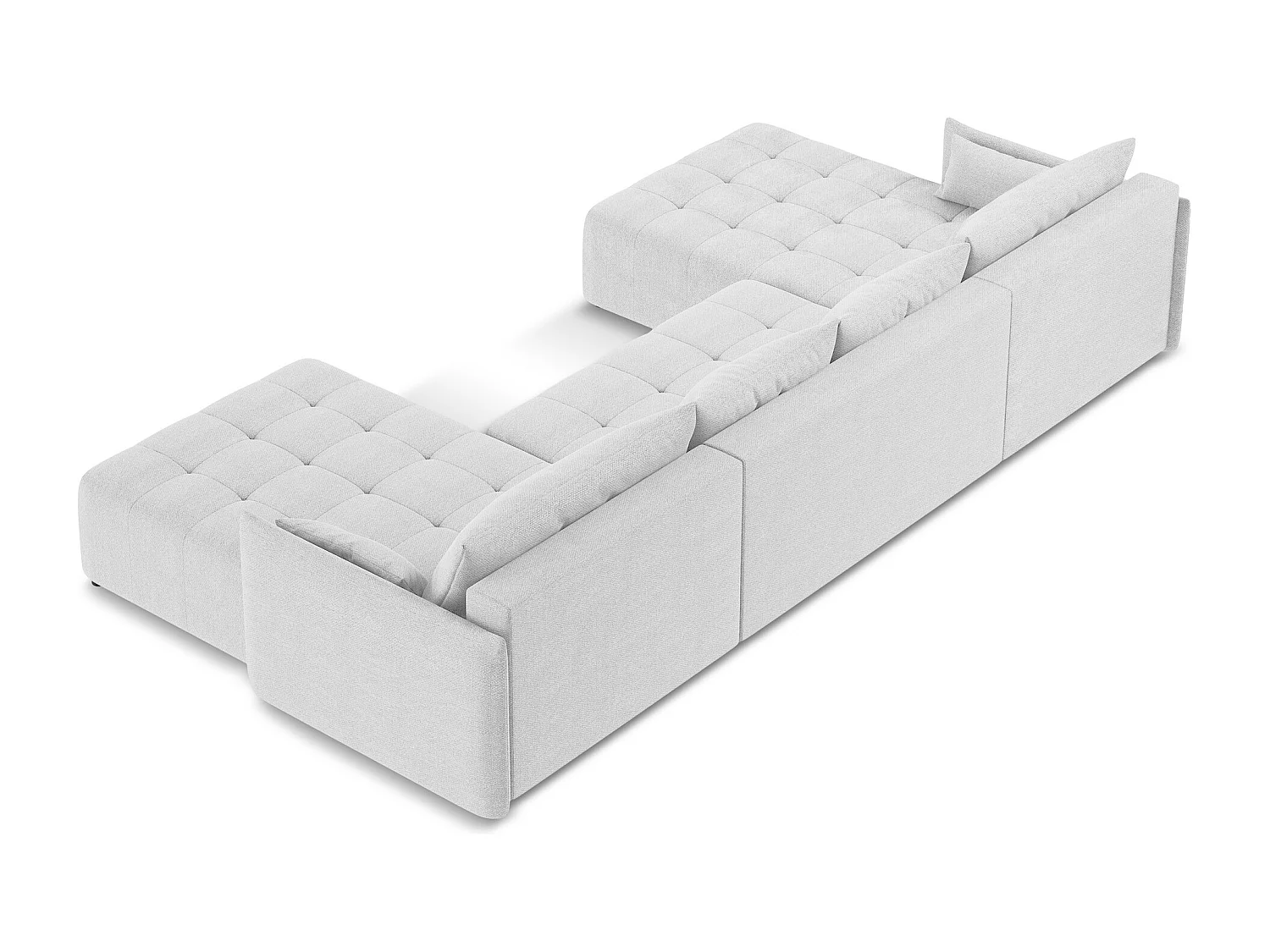 Sofa panoramiczna - z tkaniny bouclé - srebrny - MOKU