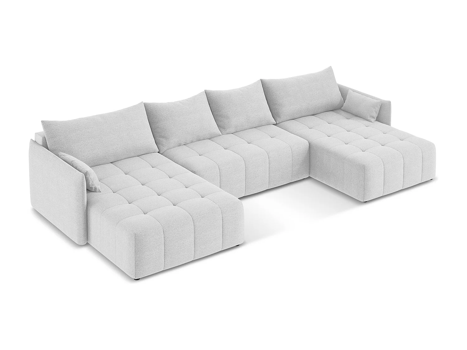 Canapé panoramique 5 places en tissu bouclette - argent - MOKU