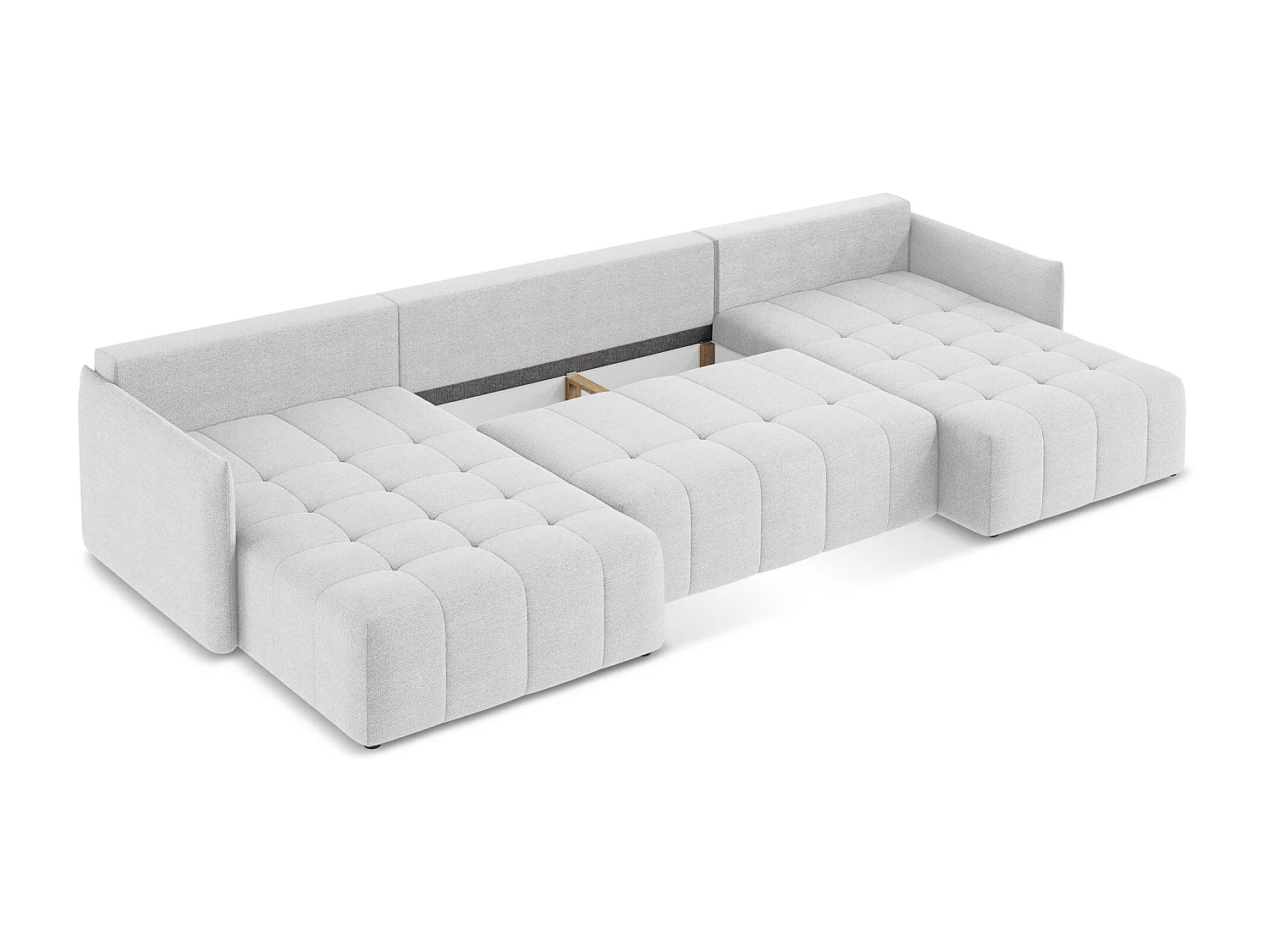 Canapé panoramique 5 places en tissu bouclette - argent - MOKU