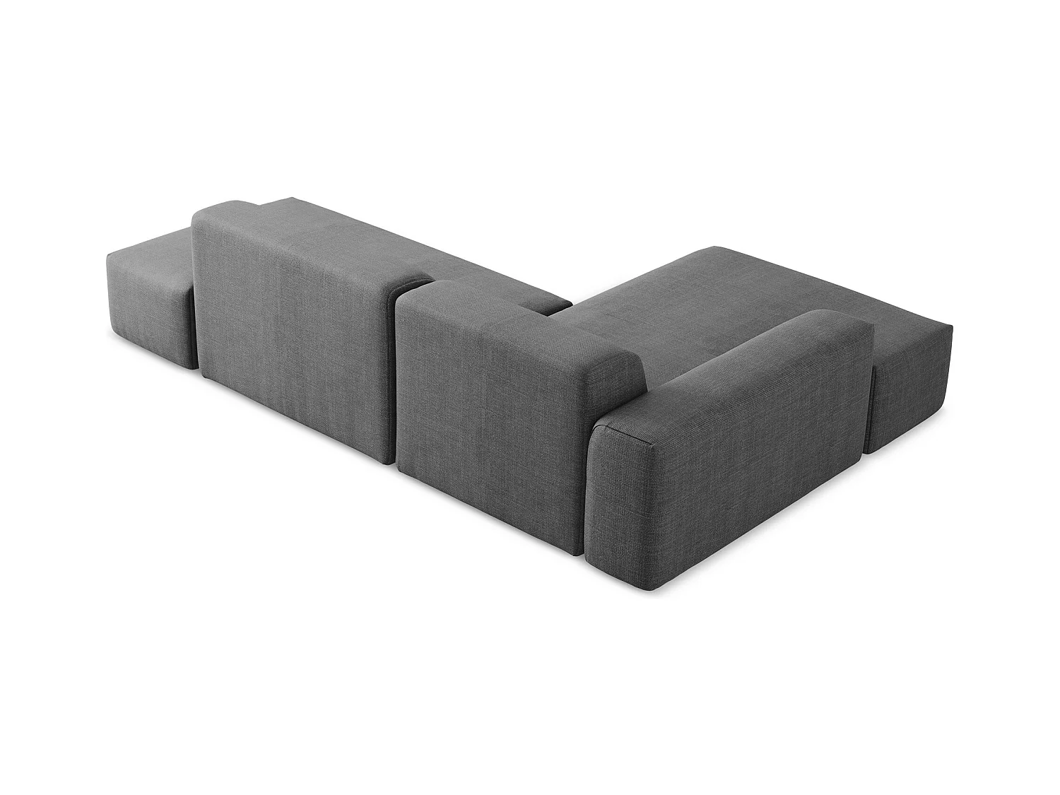 Canapé d'angle 3 places modulaire droit en tissu texturé - gris foncé - KELI