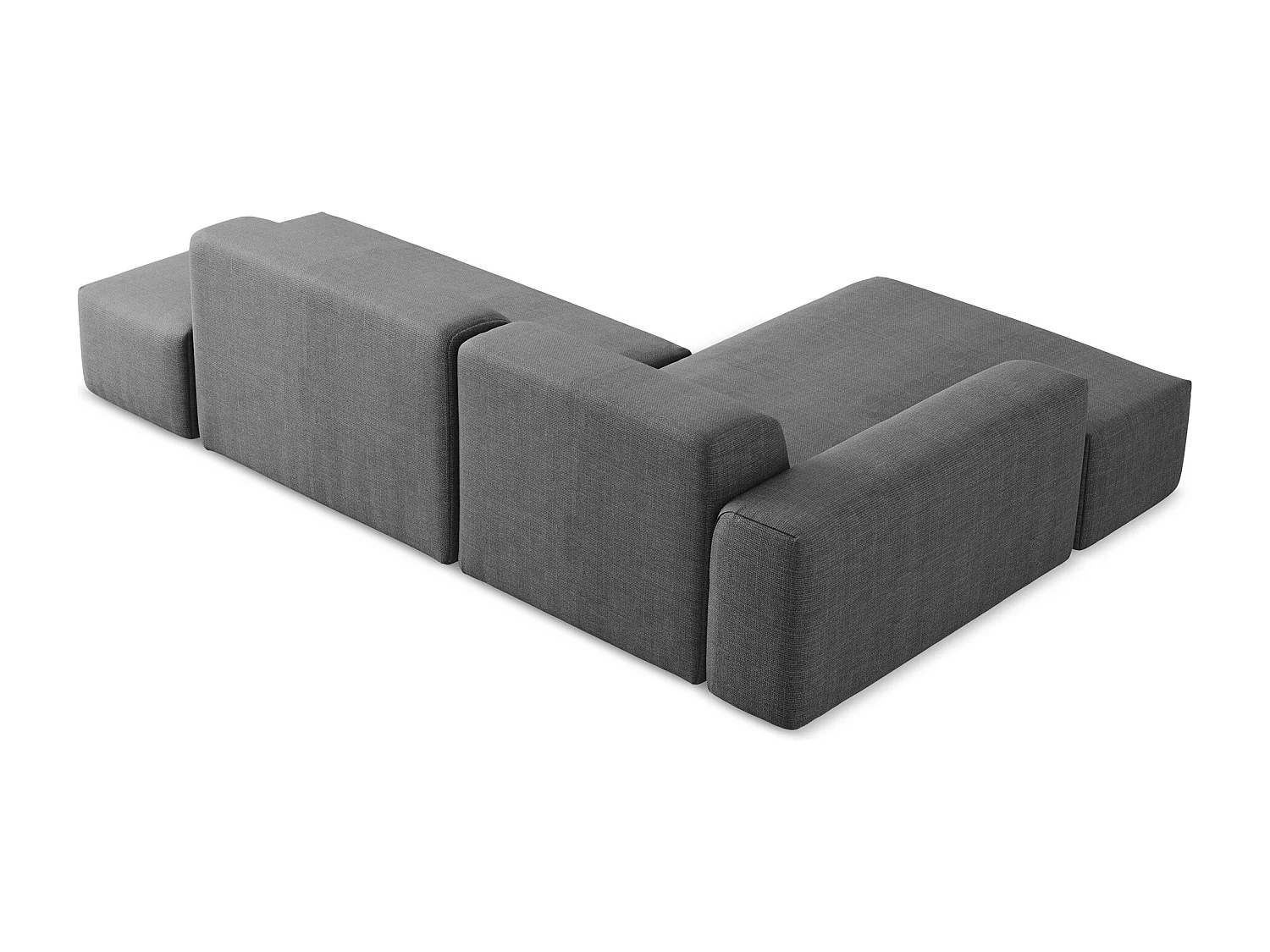 Canapé d'angle 3 places modulaire droit en tissu texturé - gris foncé - KELI