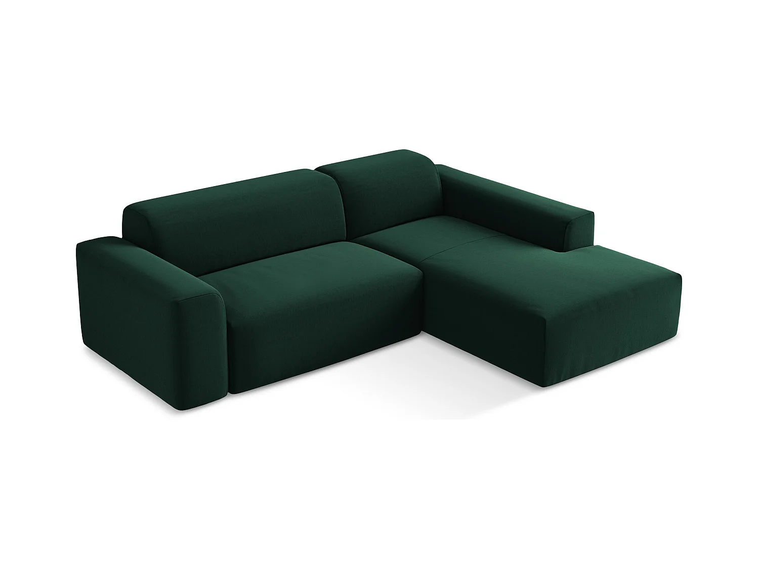 Narożnik prawostronny - z tkaniny welwetowej - butelkowa zieleń - KELI