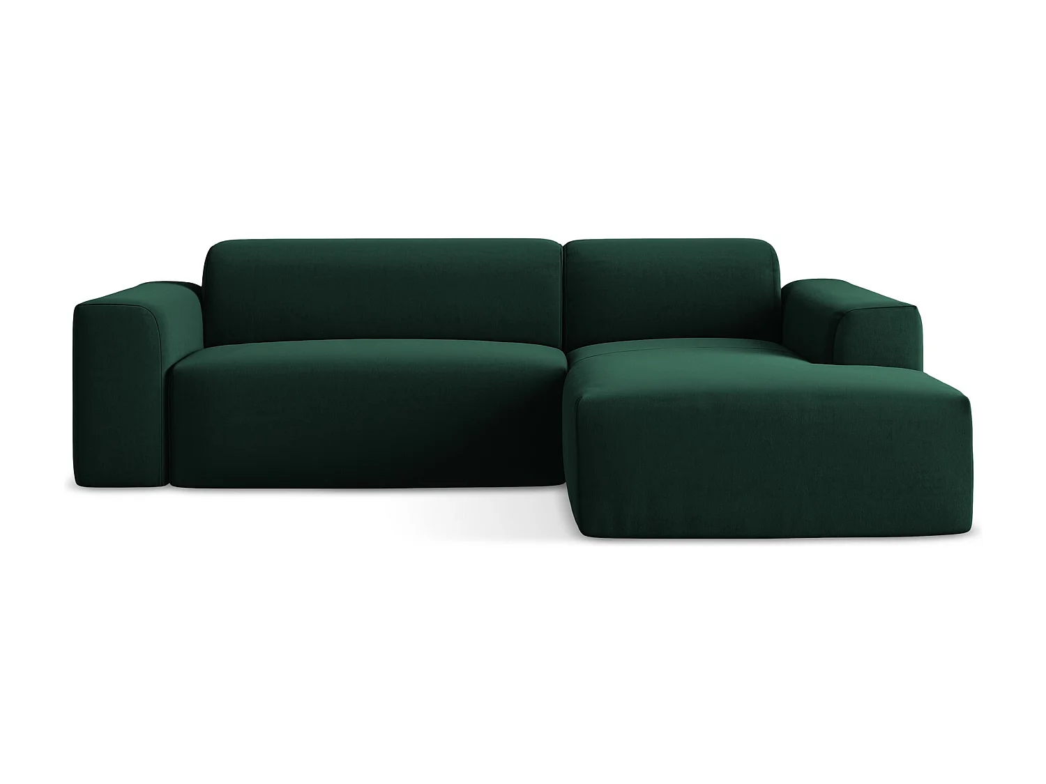 Canapé d'angle 3 places modulaire droit en velours - bouteille verte - KELI