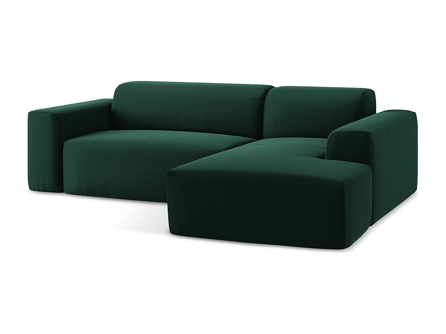 Canapé d'angle 3 places modulaire droit en velours - bouteille verte - KELI