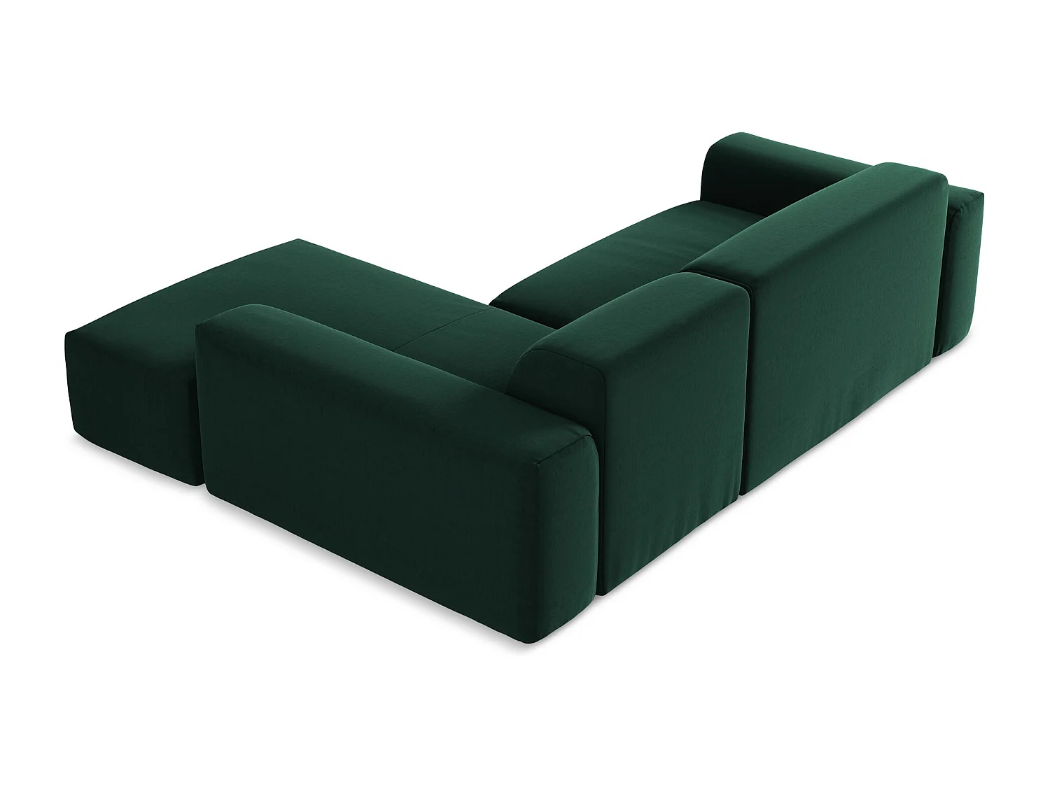 Canapé d'angle 3 places modulaire droit en velours - bouteille verte - KELI