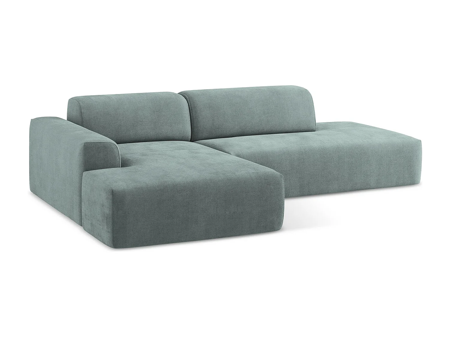 Canapé d'angle 3 places modulaire droit en tissu texturé - jeans - KELI