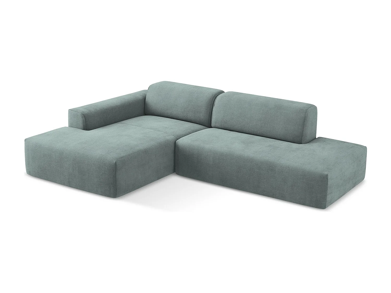 Canapé d'angle 3 places modulaire droit en tissu texturé - jeans - KELI