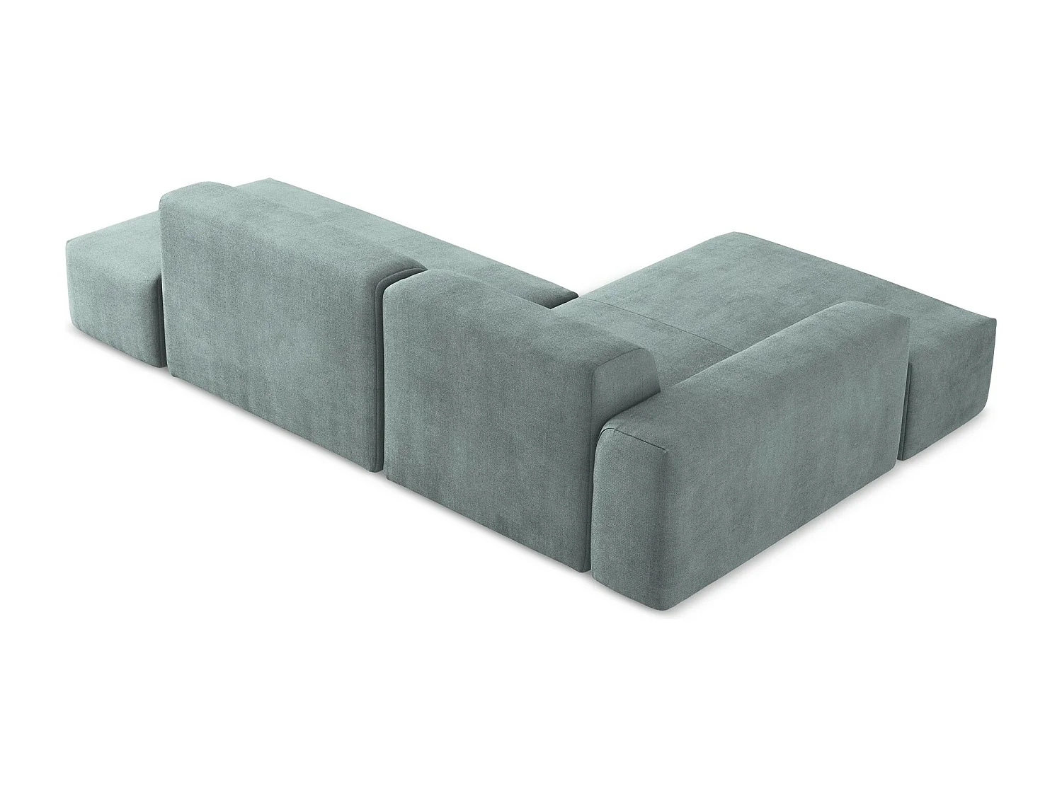 Canapé d'angle 3 places modulaire droit en tissu texturé - jeans - KELI