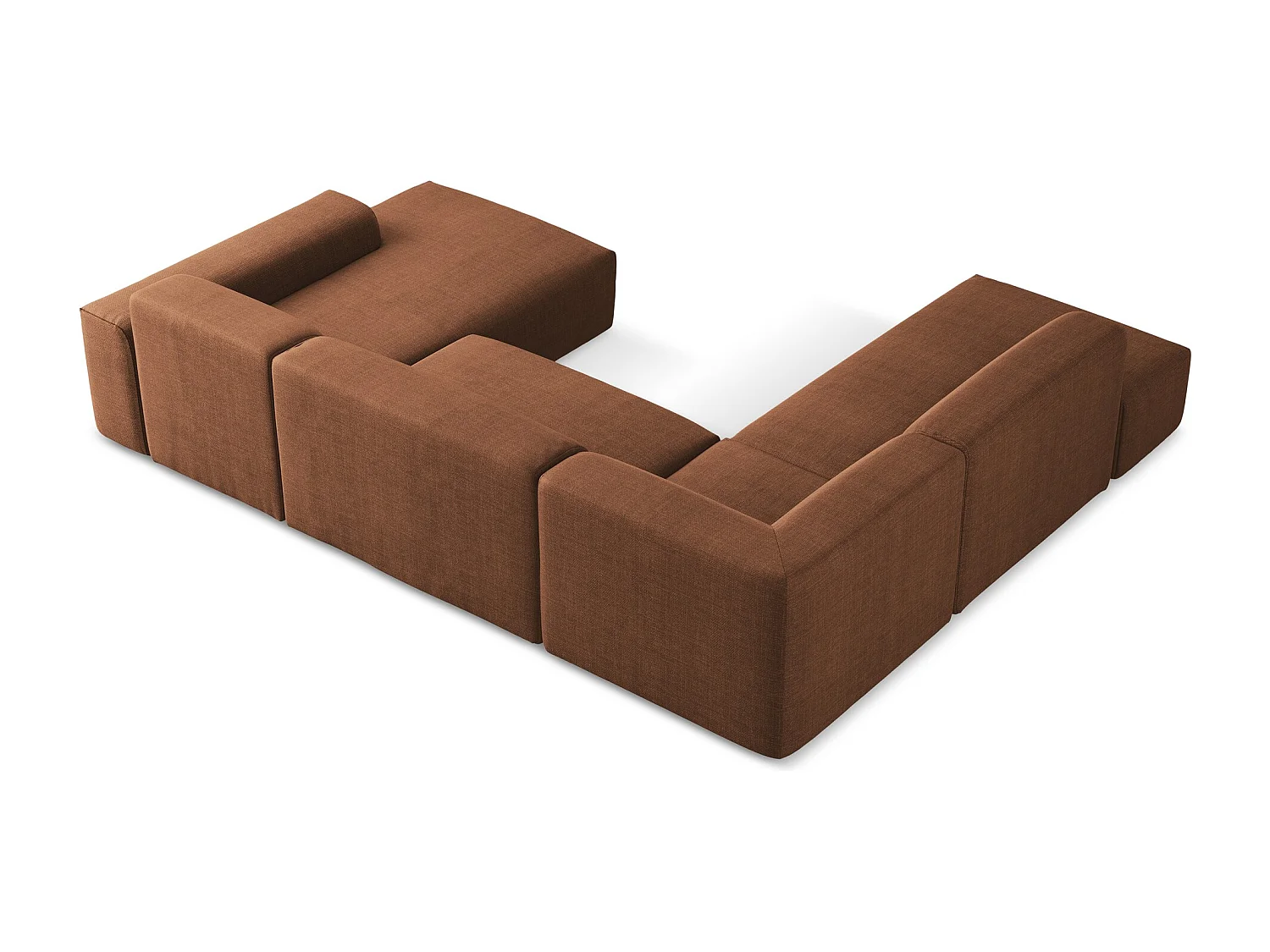 Große Wohnlandschaft Links - - Strukturstoff - Terrakotta - KELI