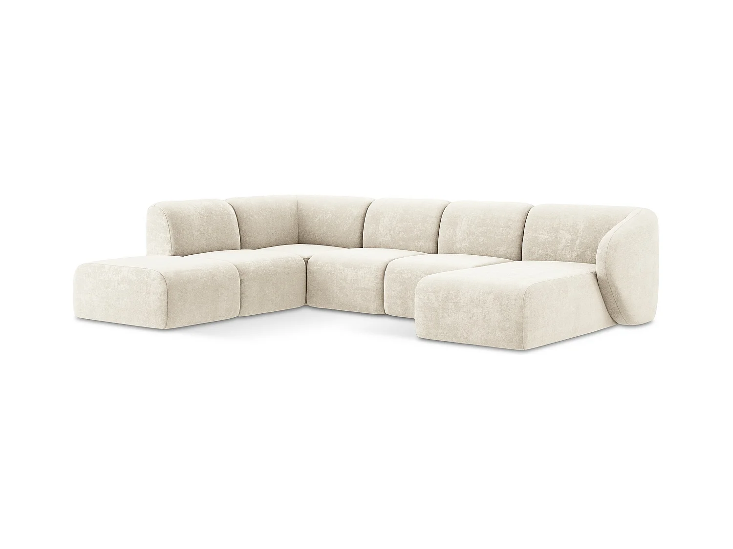 Große Wohnlandschaft Links - - Chenille - Hell beige - LANI