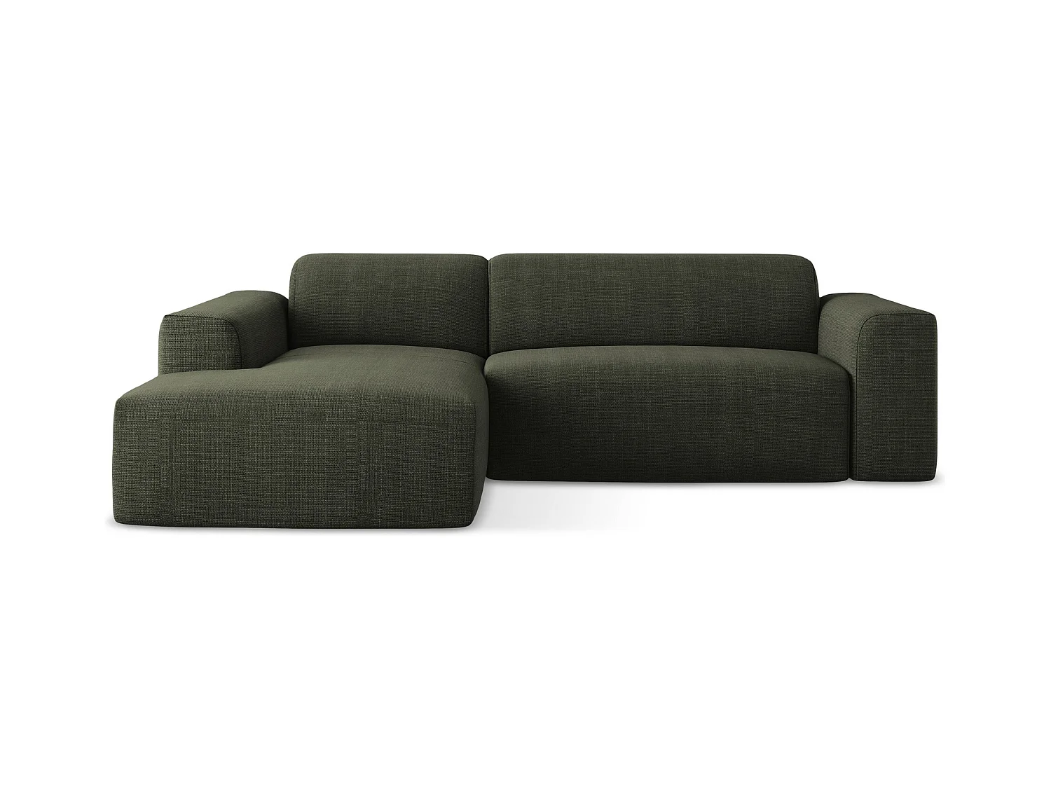 Modulaire hoekbank links van olijfgroen textuurstof - KELI