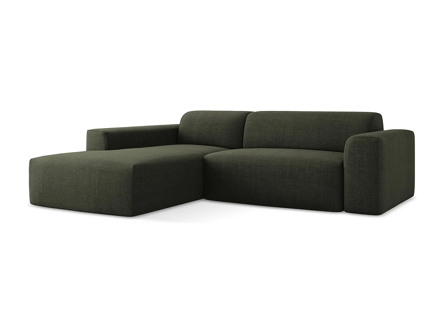 Modulaire hoekbank links van olijfgroen textuurstof - KELI