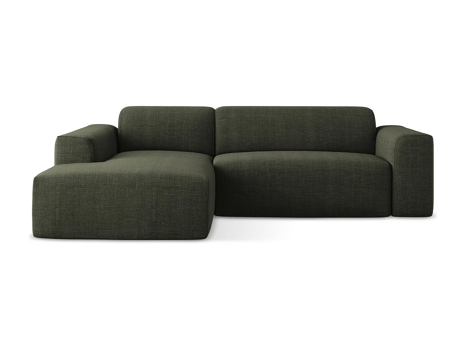 Modulaire hoekbank links van olijfgroen textuurstof - KELI