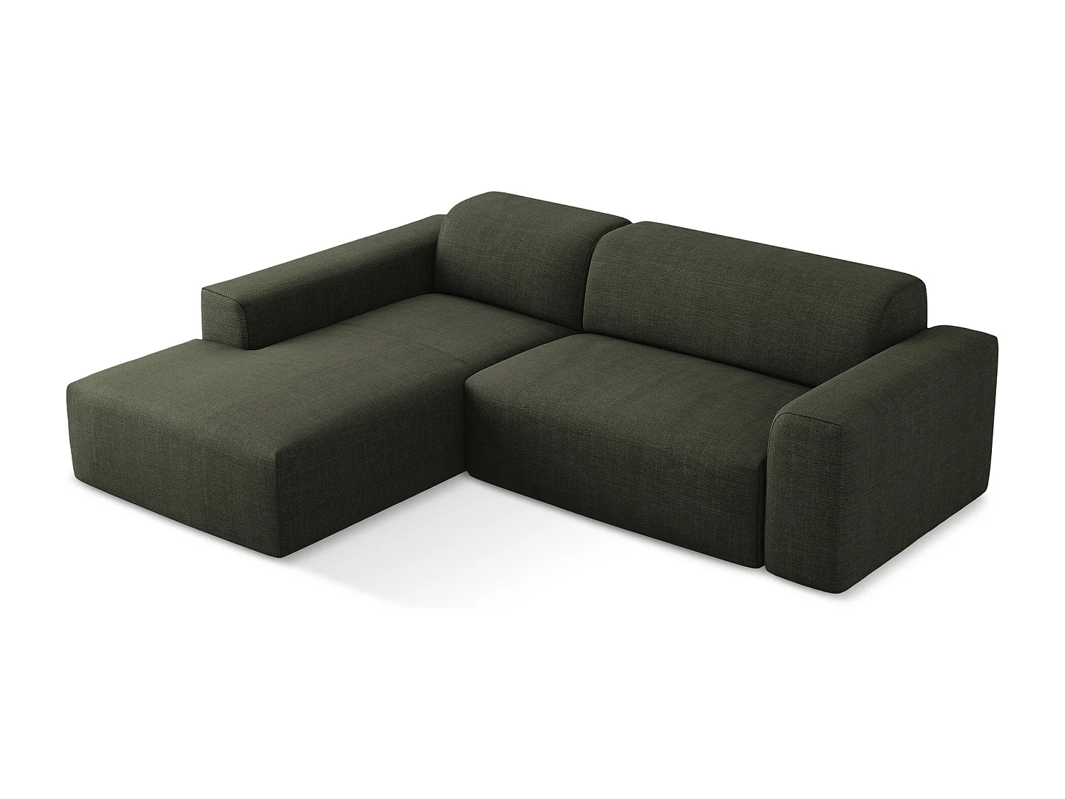 Modulaire hoekbank links van olijfgroen textuurstof - KELI