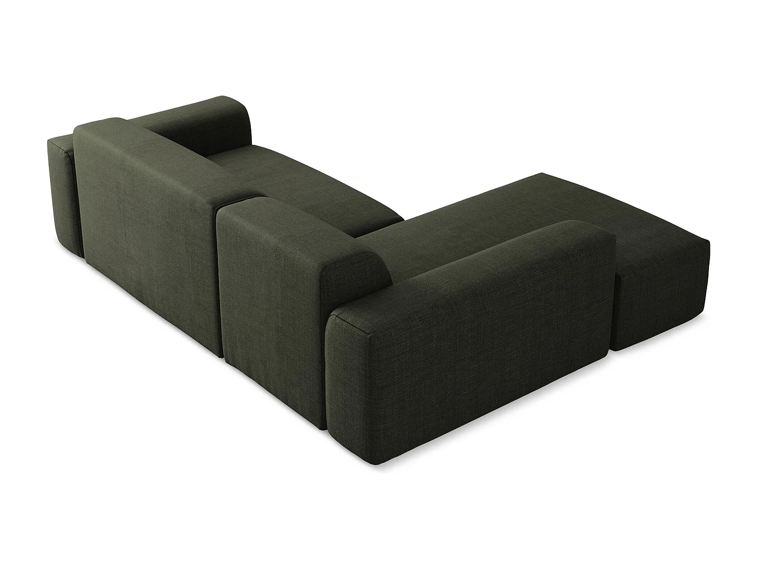 Modulaire hoekbank links van olijfgroen textuurstof - KELI