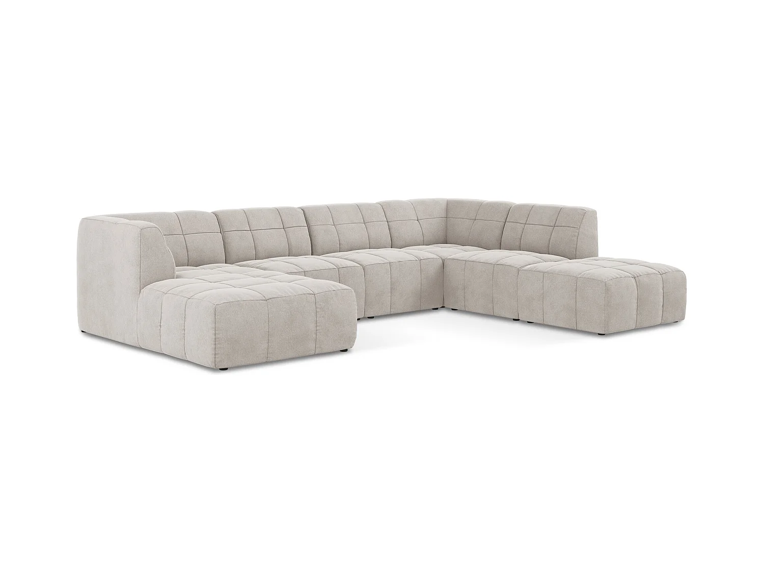 Canapé panoramique 5 places en velours - beige clair - ALOHA