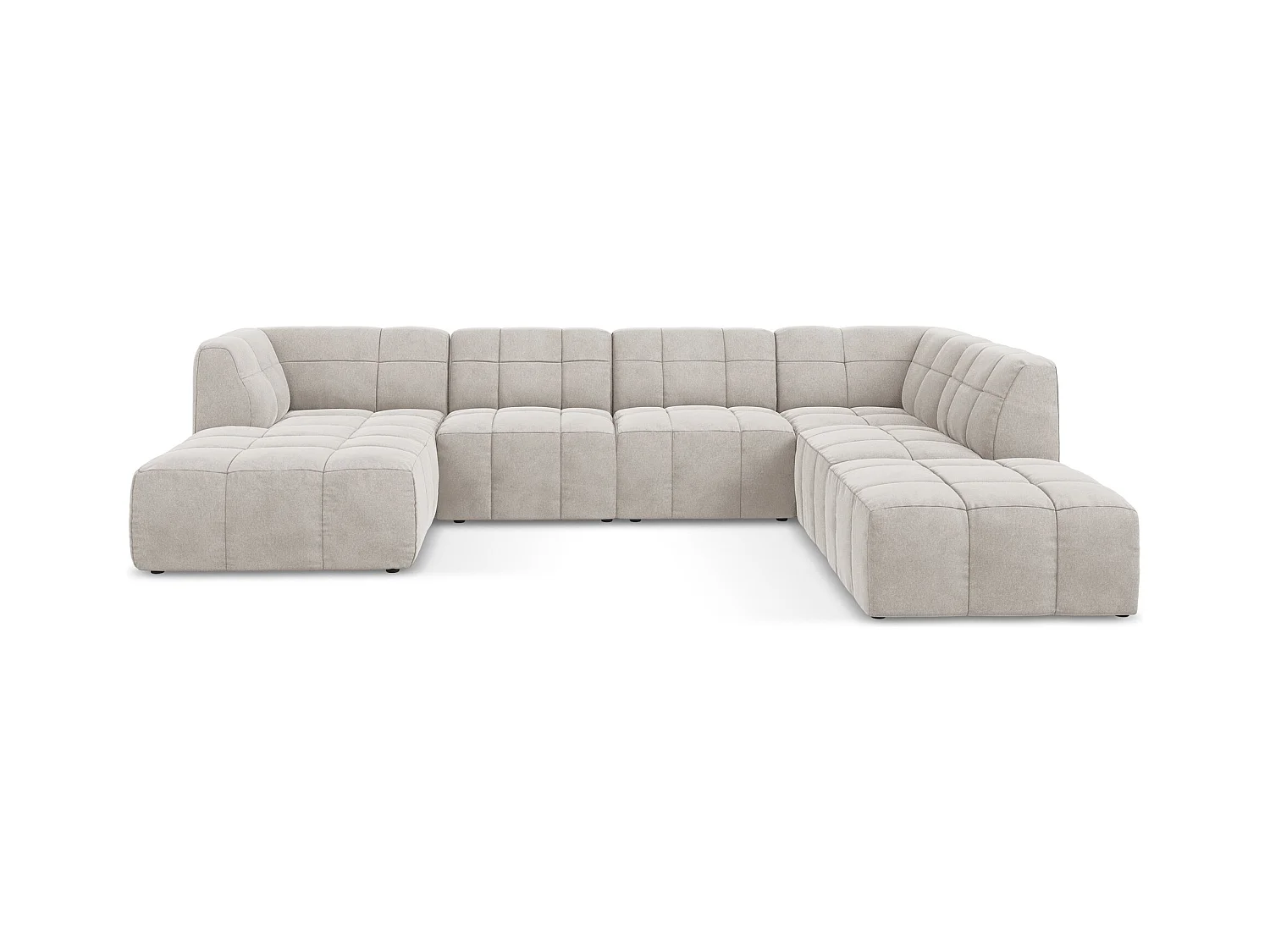 Canapé panoramique 5 places en velours - beige clair - ALOHA