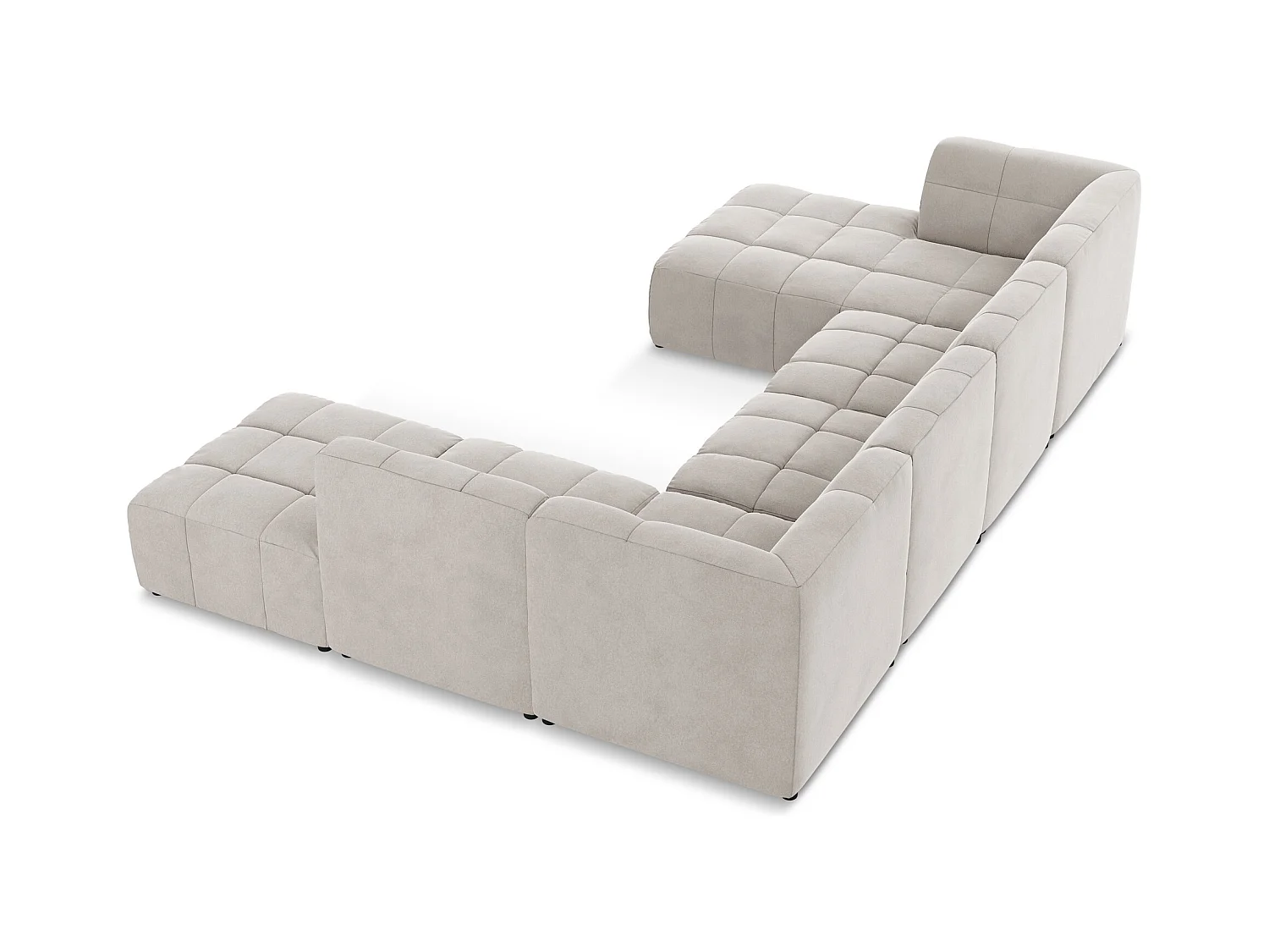 Canapé panoramique 5 places en velours - beige clair - ALOHA