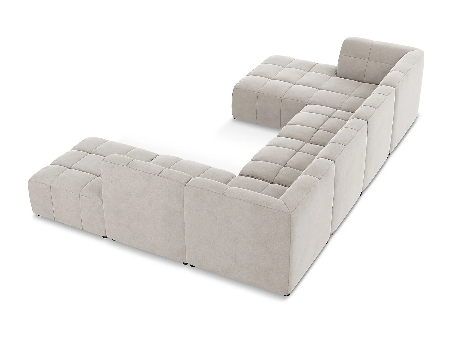 Canapé panoramique 5 places en velours - beige clair - ALOHA