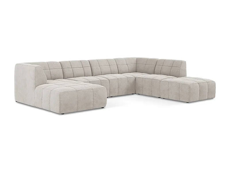 Sofa panoramiczna - z tkaniny welwetowej - jasny beż - ALOHA