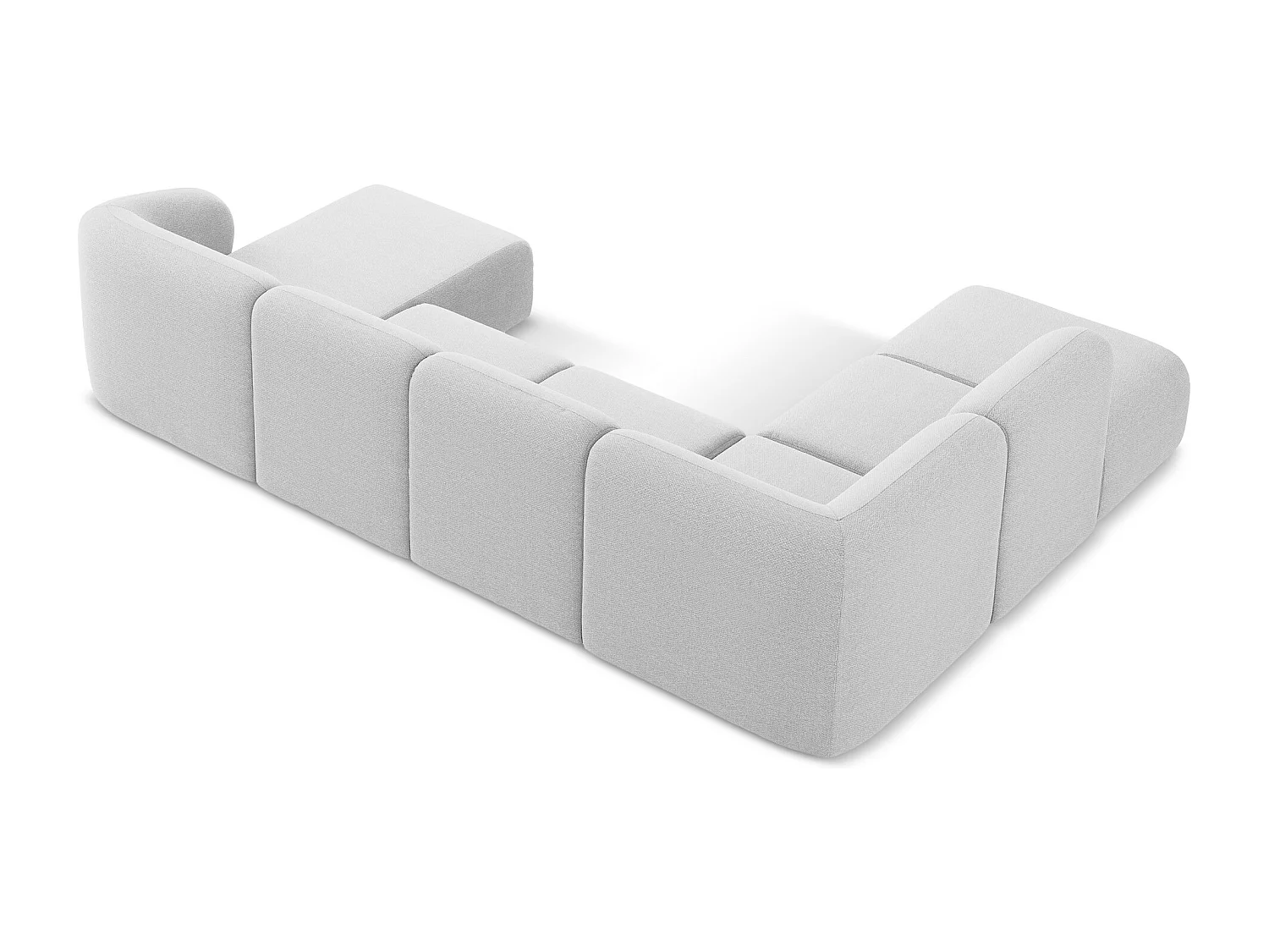 Panoramische hoekbank links van zilver bouclé - LANI