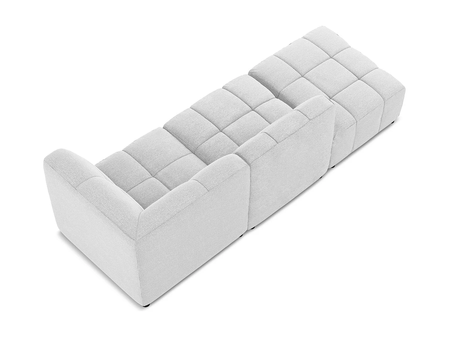 Canapé d'angle 3 places modulaire gauche en tissu bouclette - argent - ALOHA