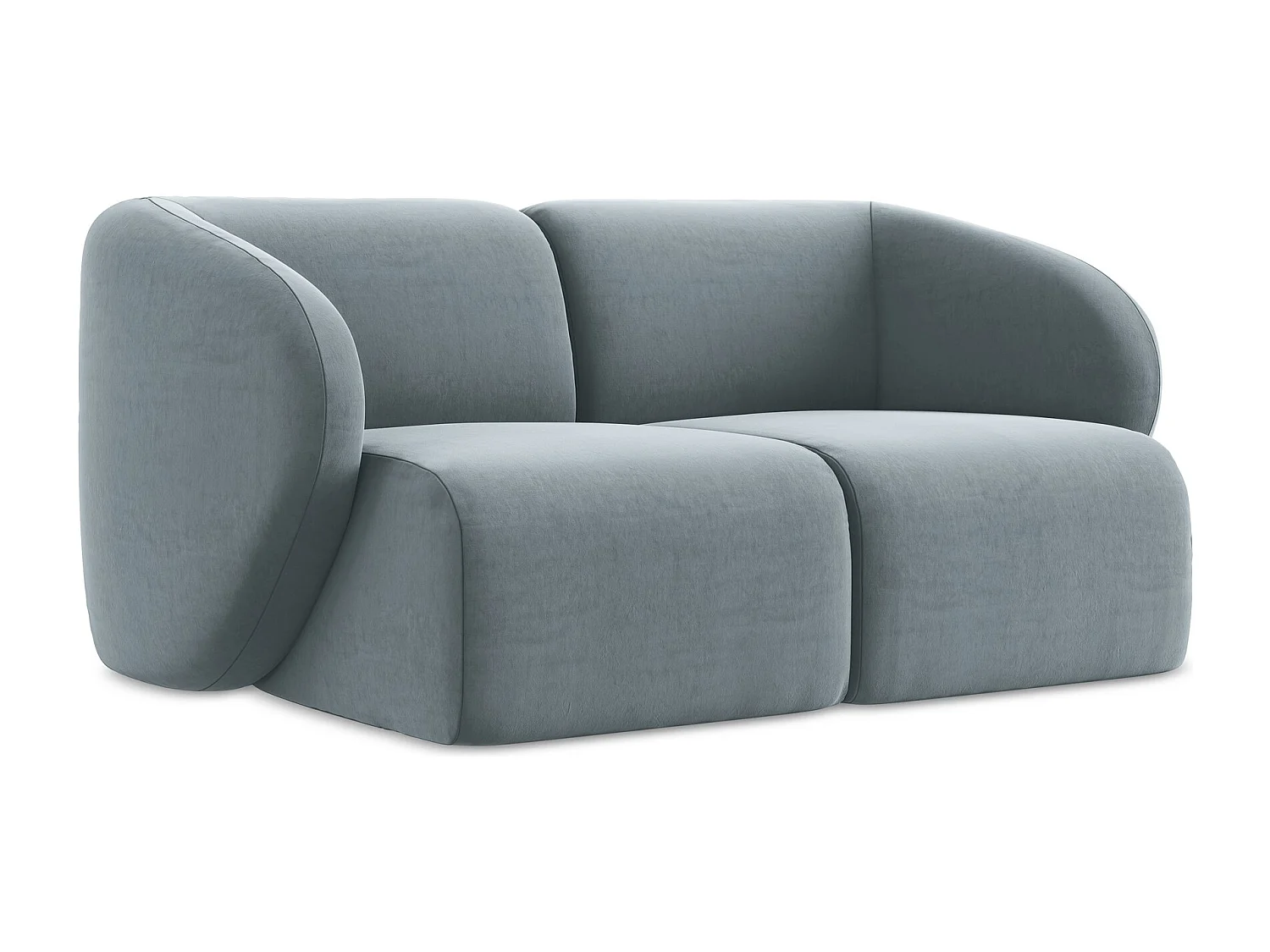2-Sitzer Sofa - - Samt - Hellblau - LANI