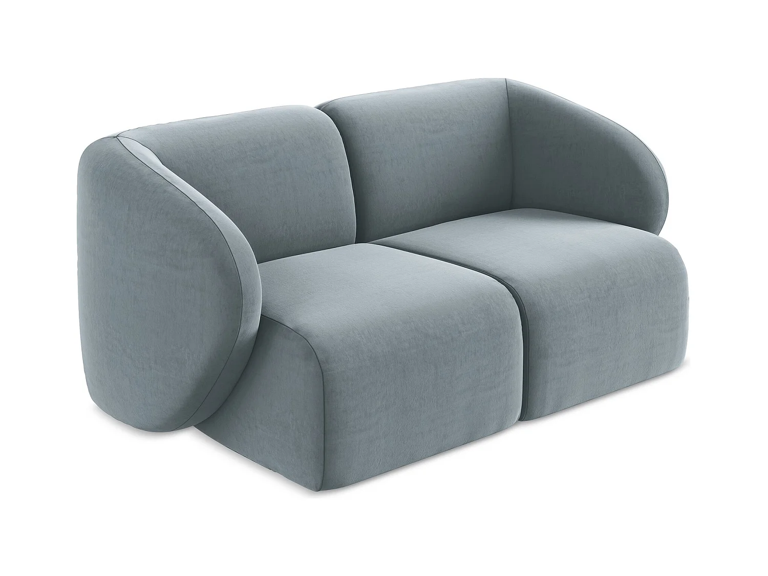 2-Sitzer Sofa - - Samt - Hellblau - LANI
