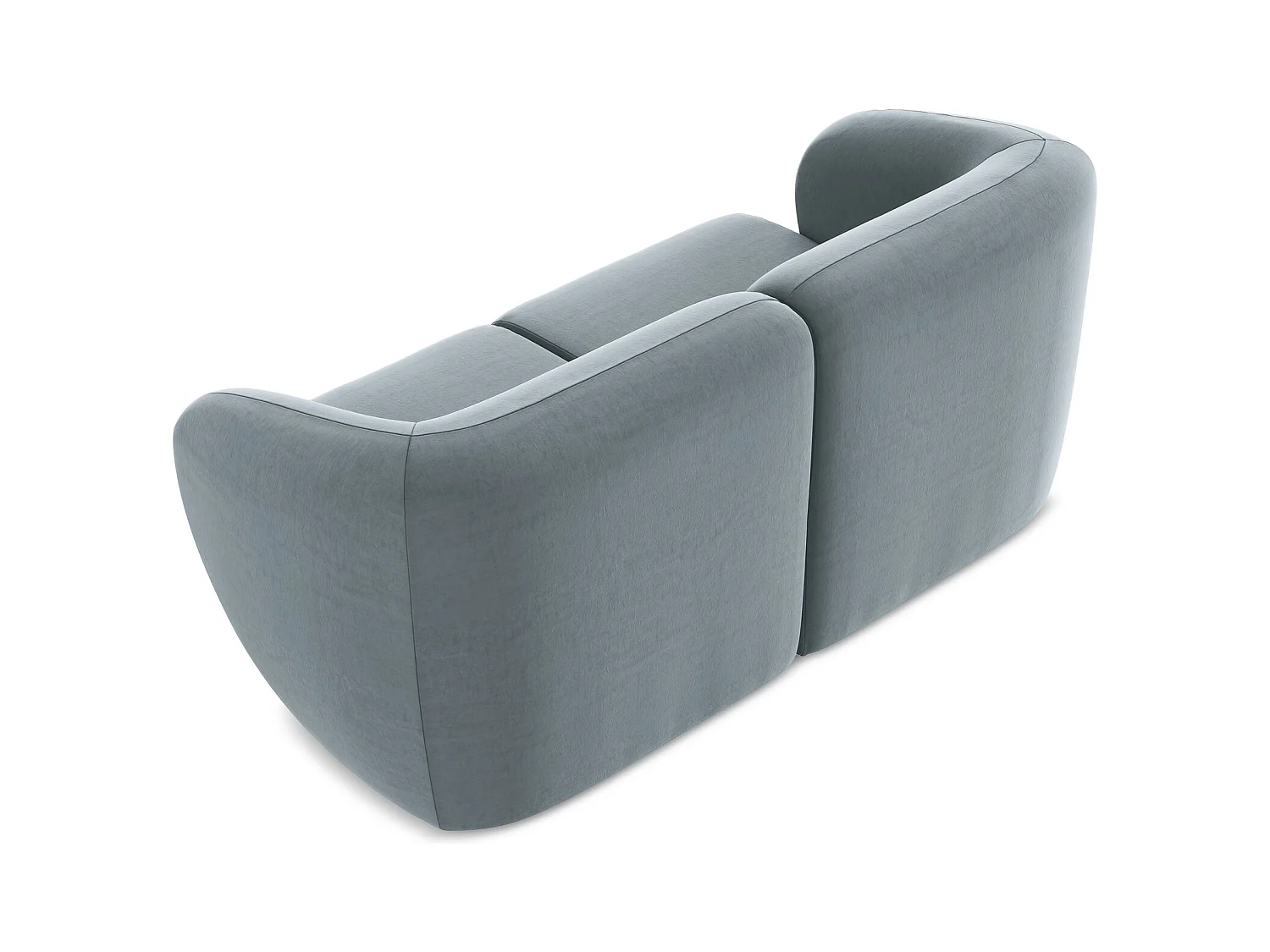 2-Sitzer Sofa - - Samt - Hellblau - LANI