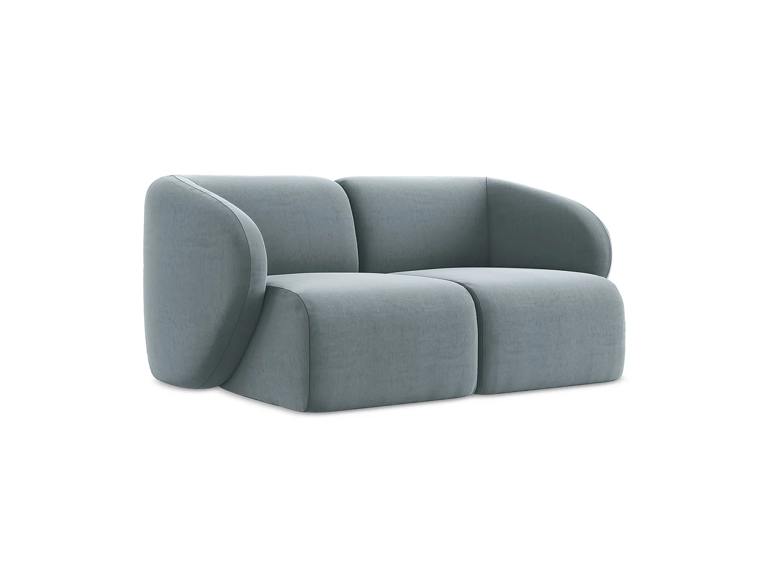 2-Sitzer Sofa - - Samt - Hellblau - CERVO