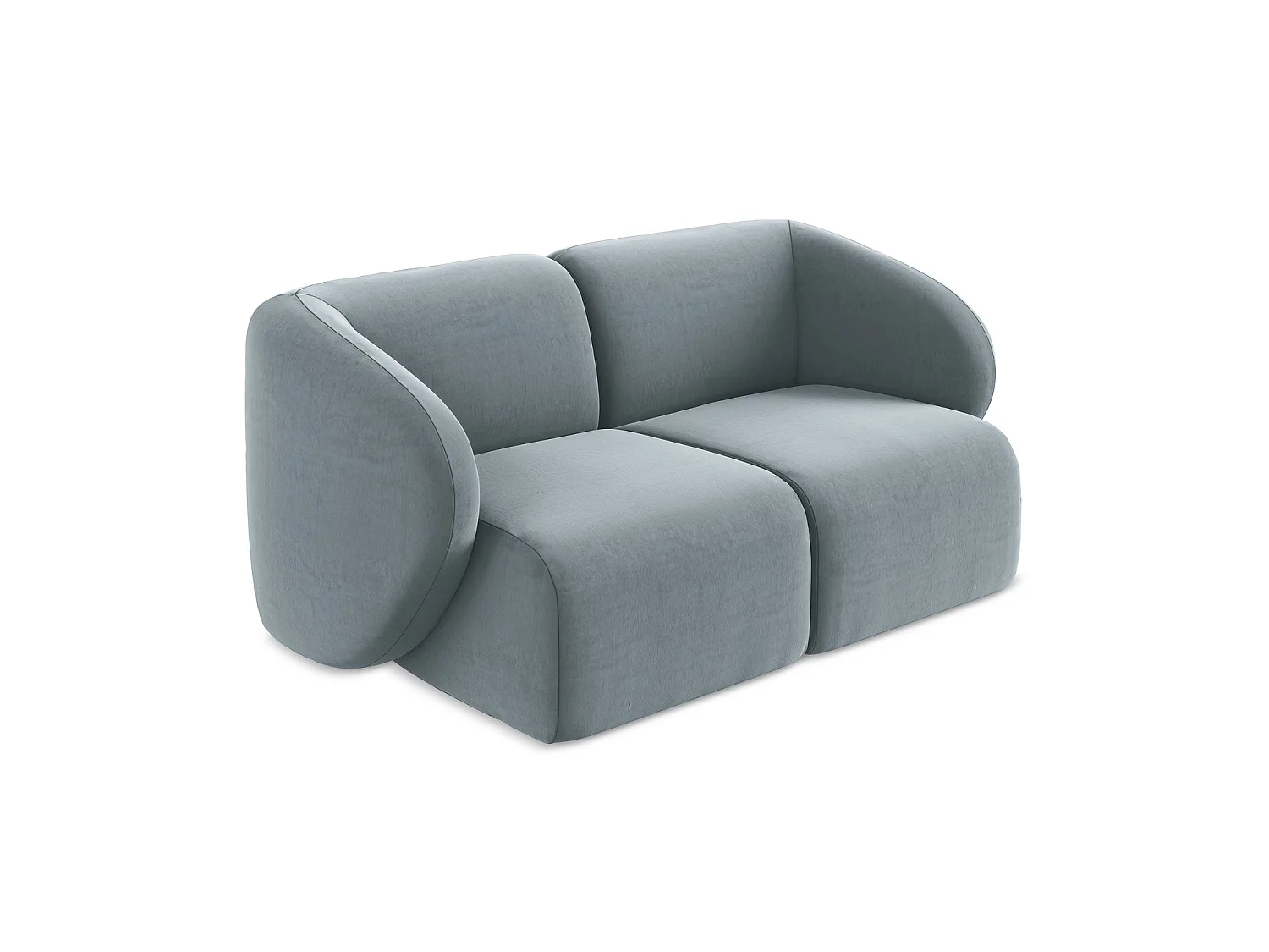2-Sitzer Sofa - - Samt - Hellblau - CERVO
