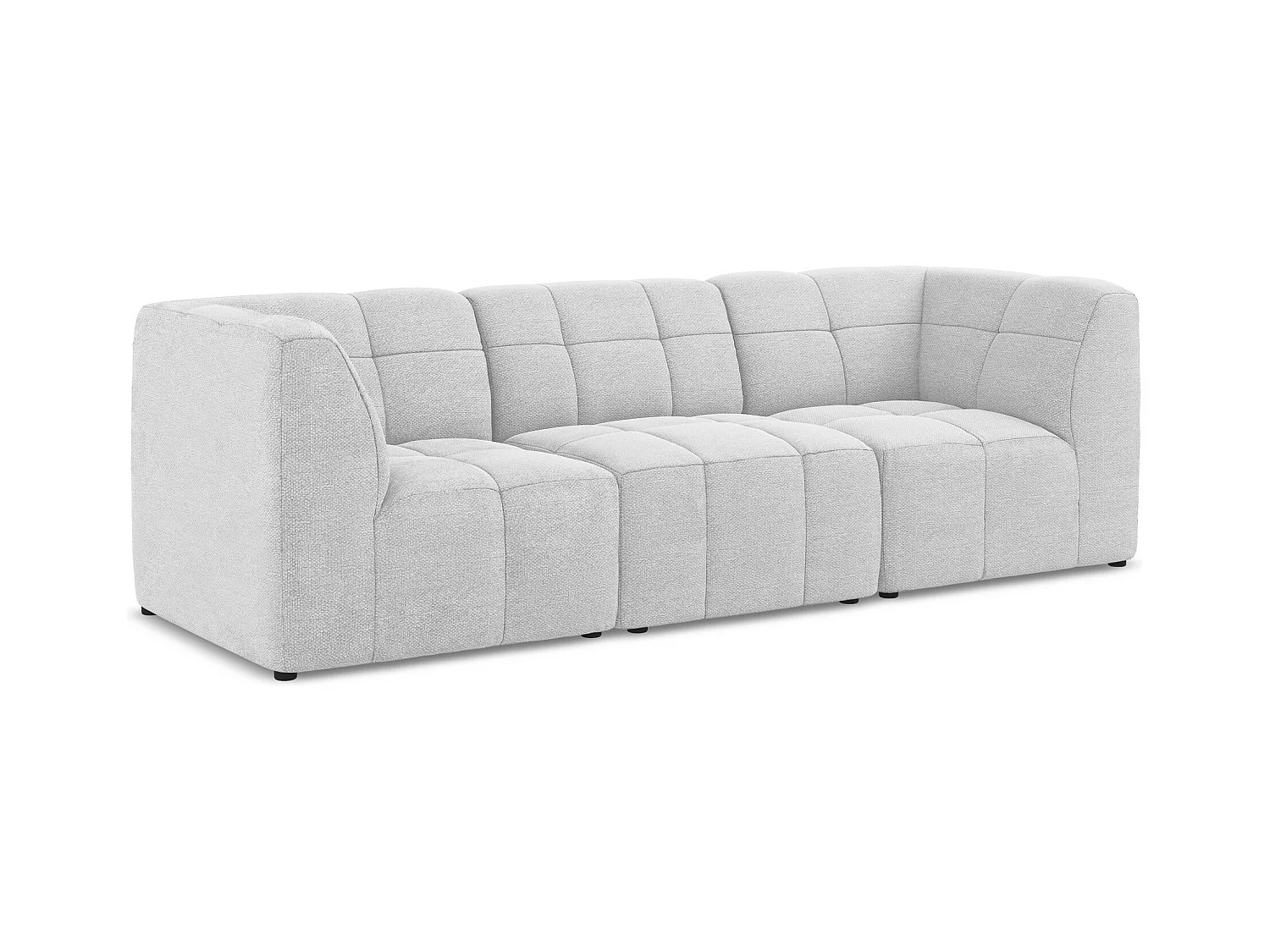 Modulares 3-Sitzer Sofa - - Bouclé - Silber - ALOHA