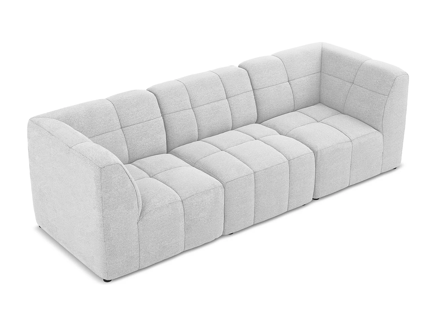 Canapé modulable 3 places en tissu bouclette - argent - ALOHA