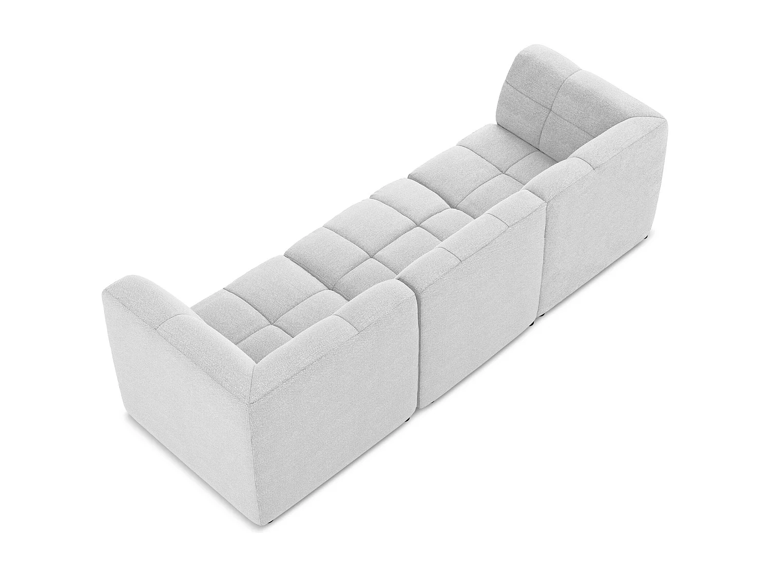 Canapé modulable 3 places en tissu bouclette - argent - ALOHA