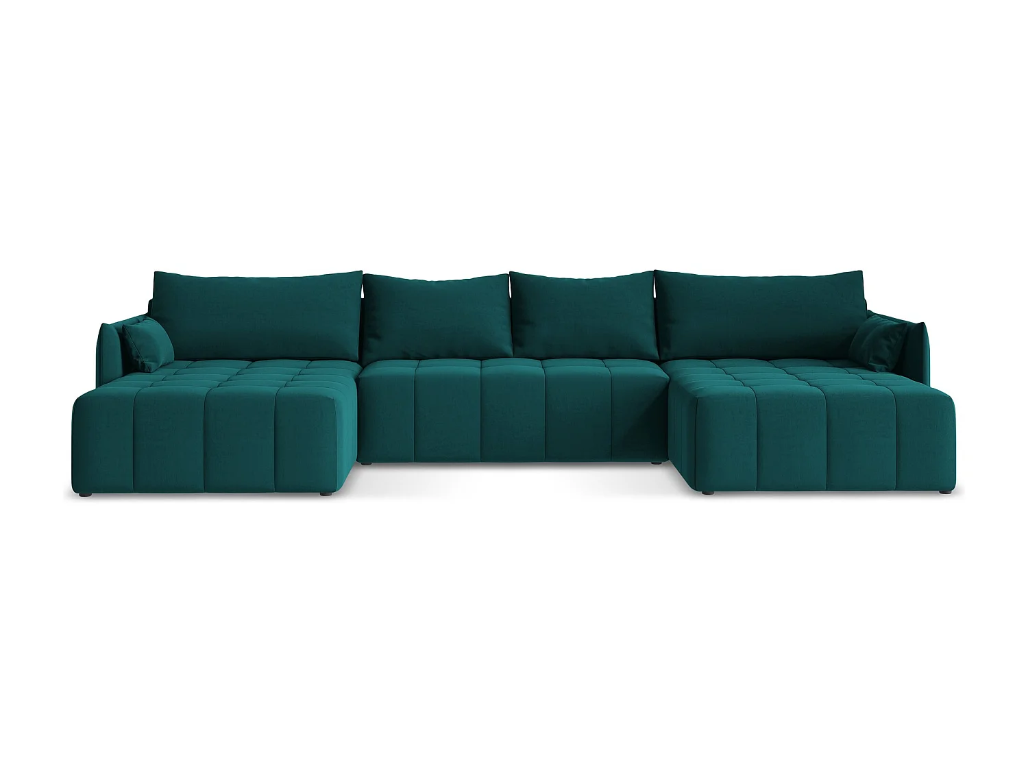 Canapé panoramique 5 places en velours - marin - MOKU