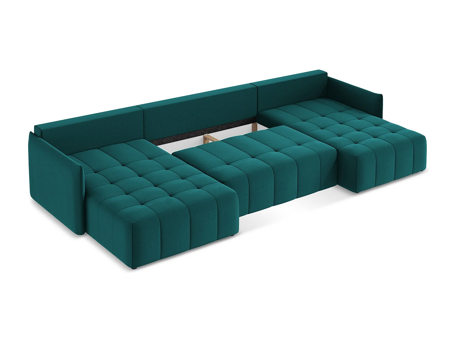 Canapé panoramique 5 places en velours - marin - MOKU