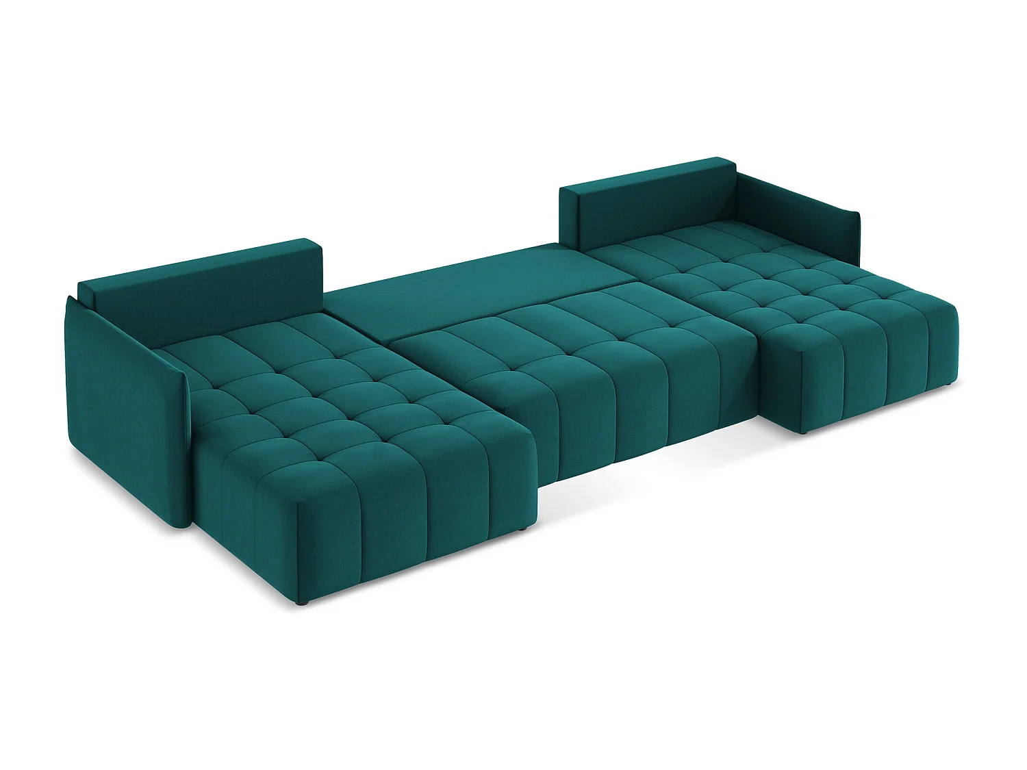 Canapé panoramique 5 places en velours - marin - MOKU