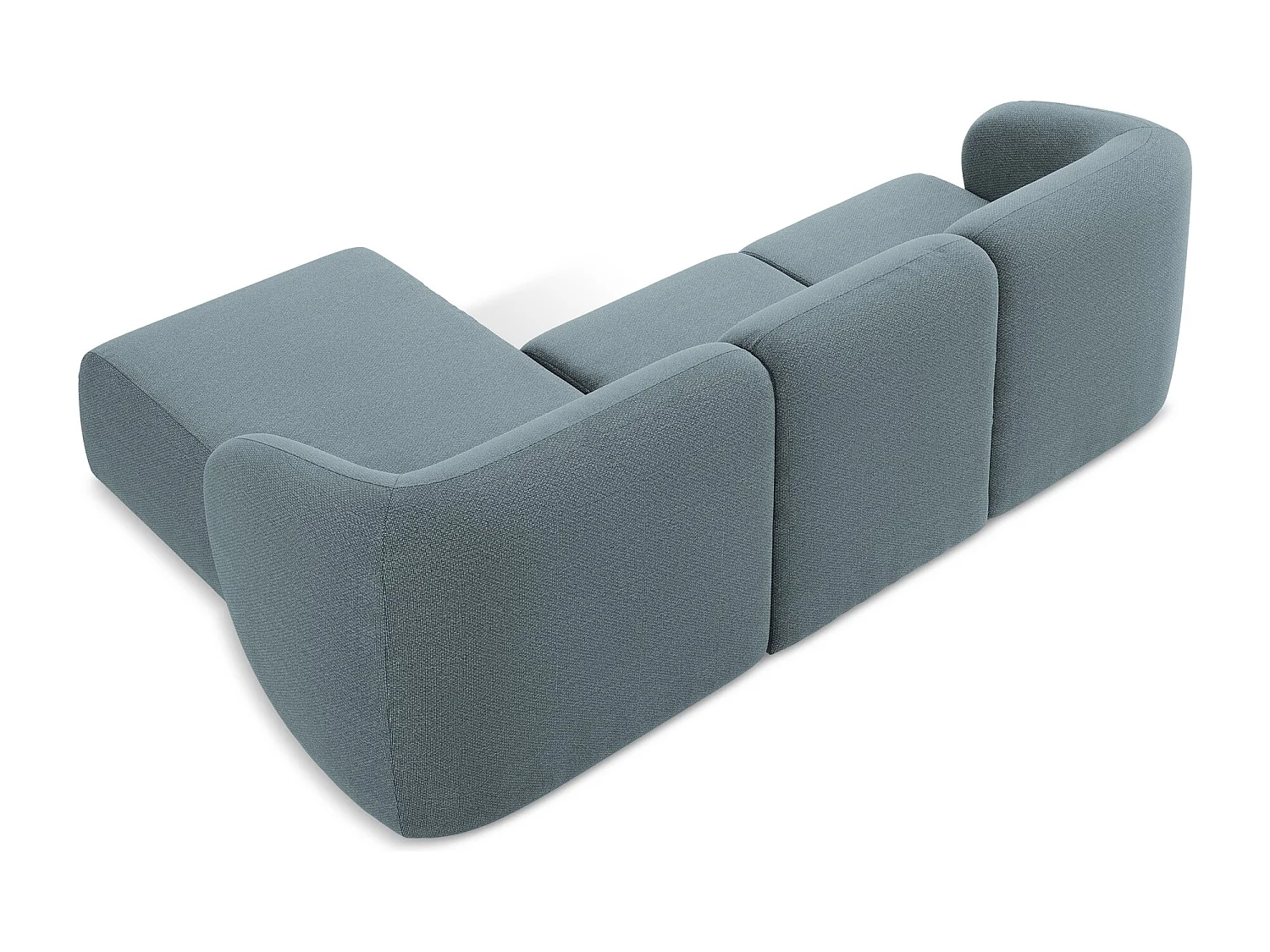 Canapé d'angle 3 places modulaire droit en tissu bouclette - jeans - LANI