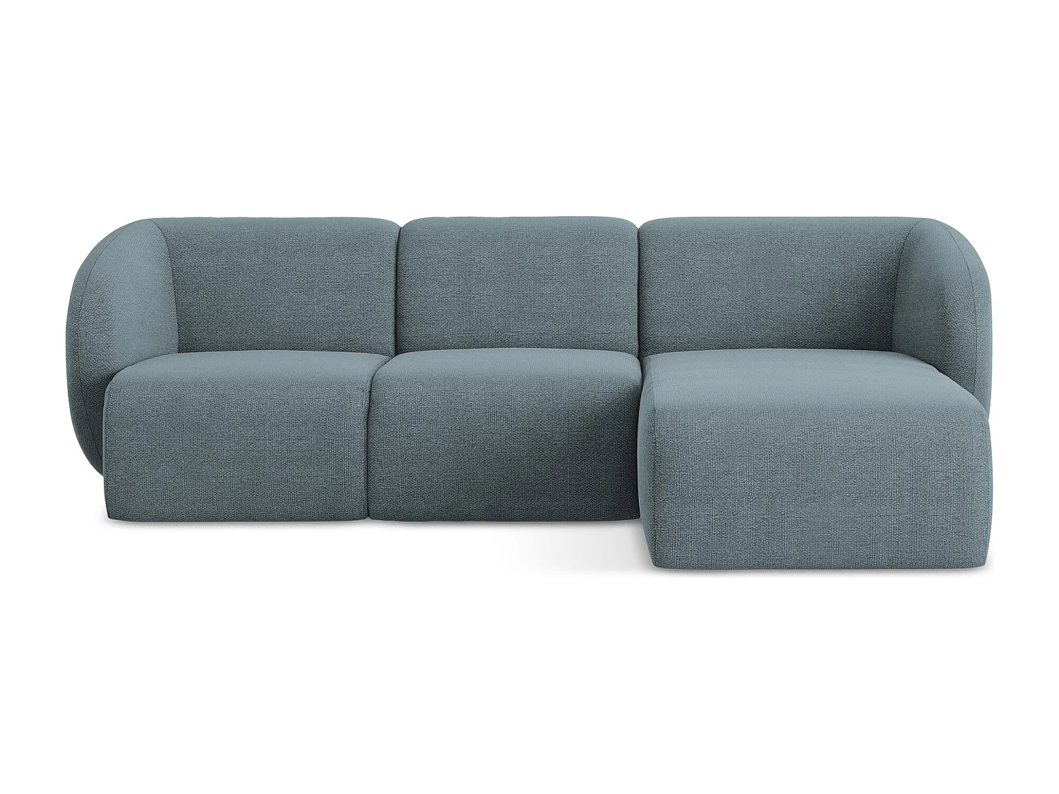 Canapé d'angle 3 places modulaire droit en tissu bouclette - jeans - LANI