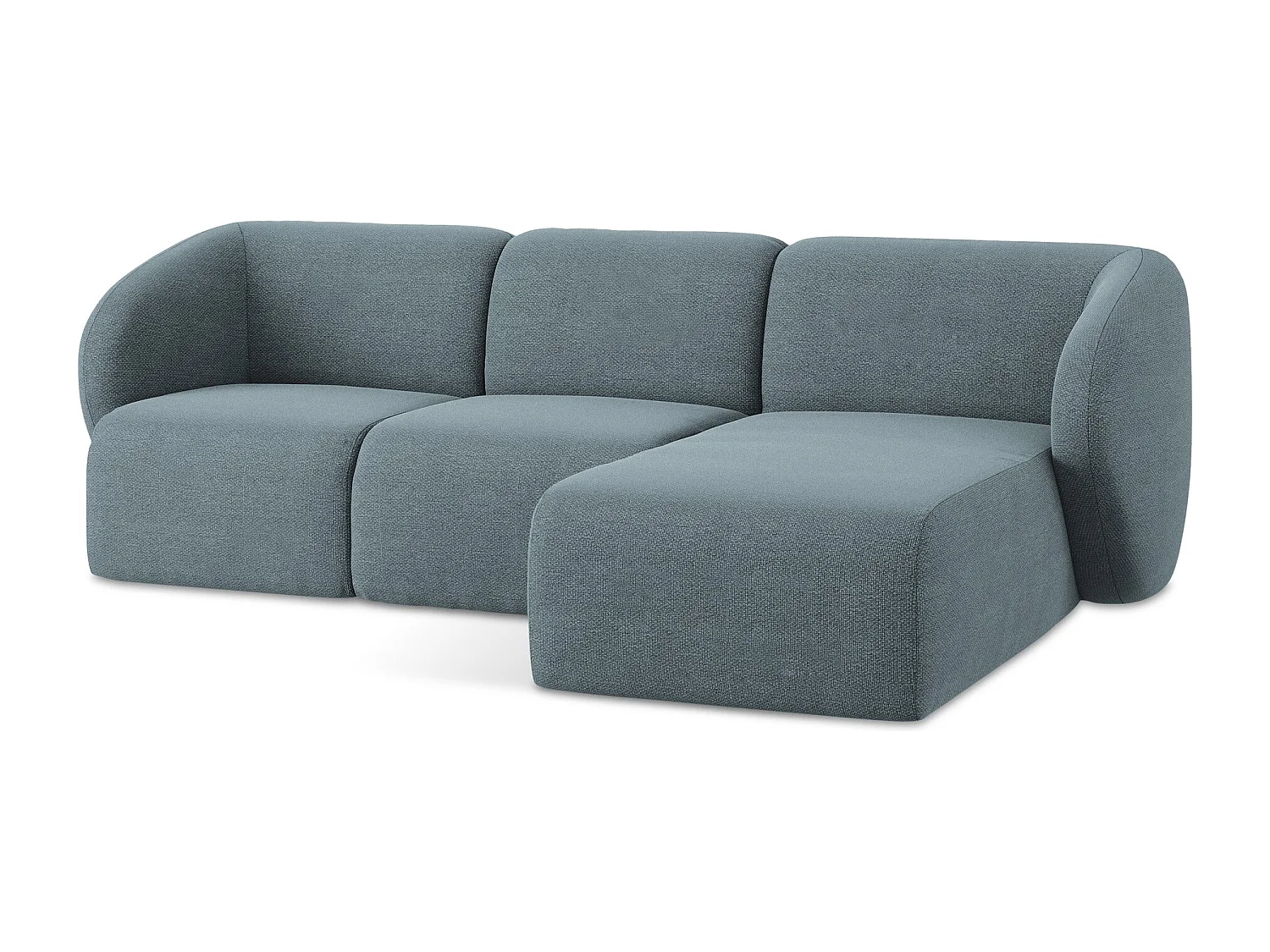 Canapé d'angle 3 places modulaire droit en tissu bouclette - jeans - LANI