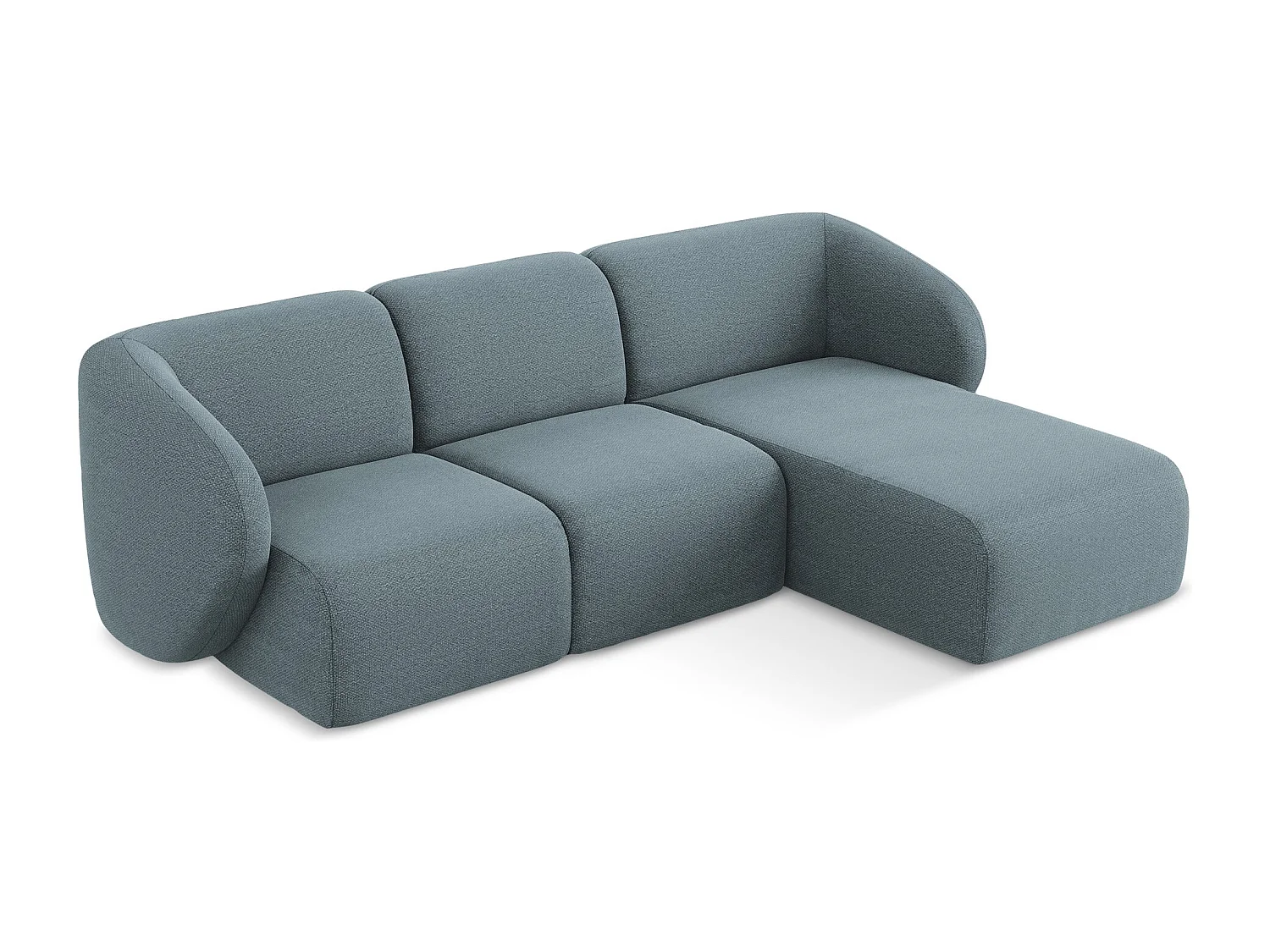 Canapé d'angle 3 places modulaire droit en tissu bouclette - jeans - LANI