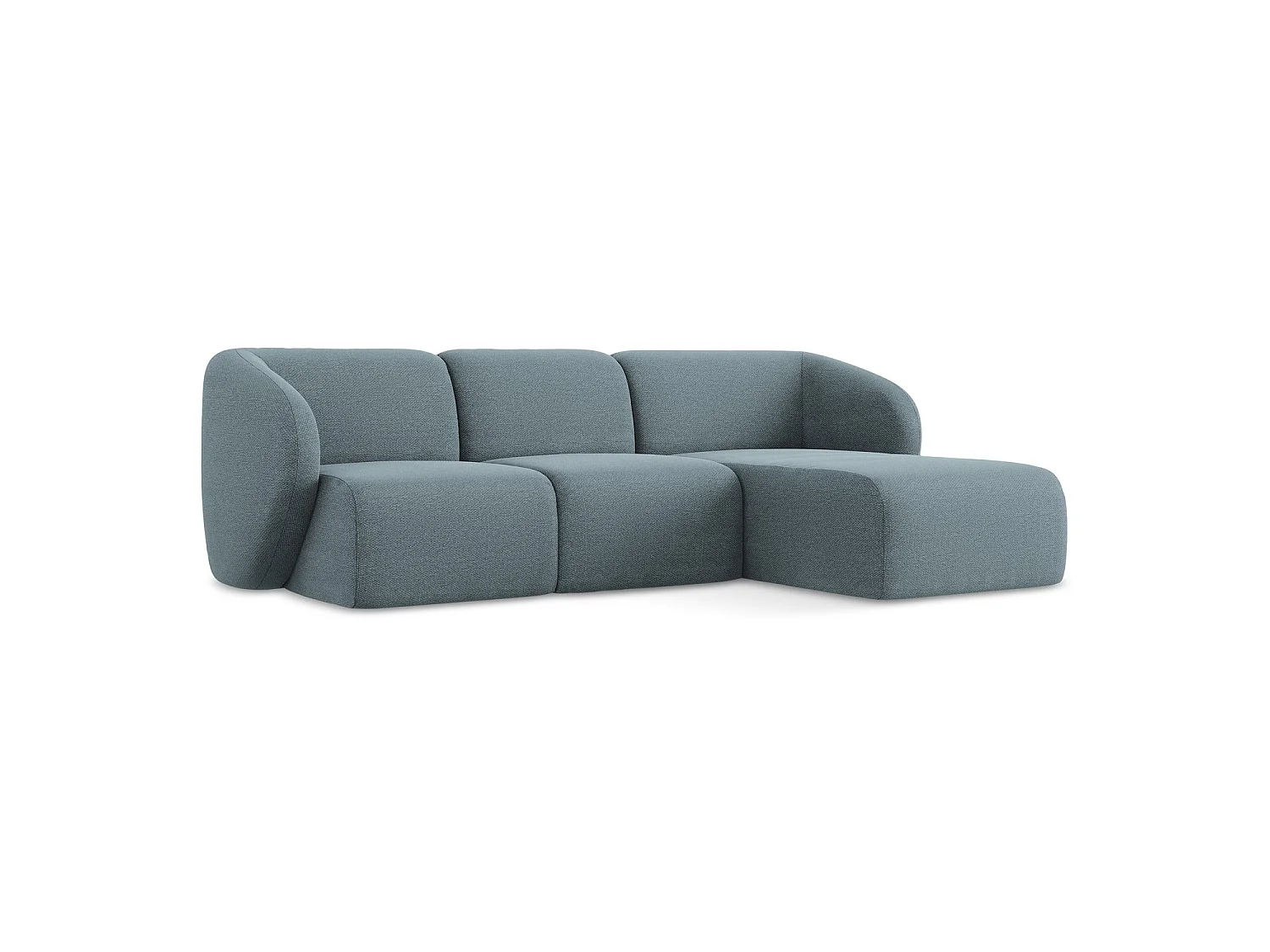 Narożnik prawostronny - z tkaniny bouclé - jeans - CERVO