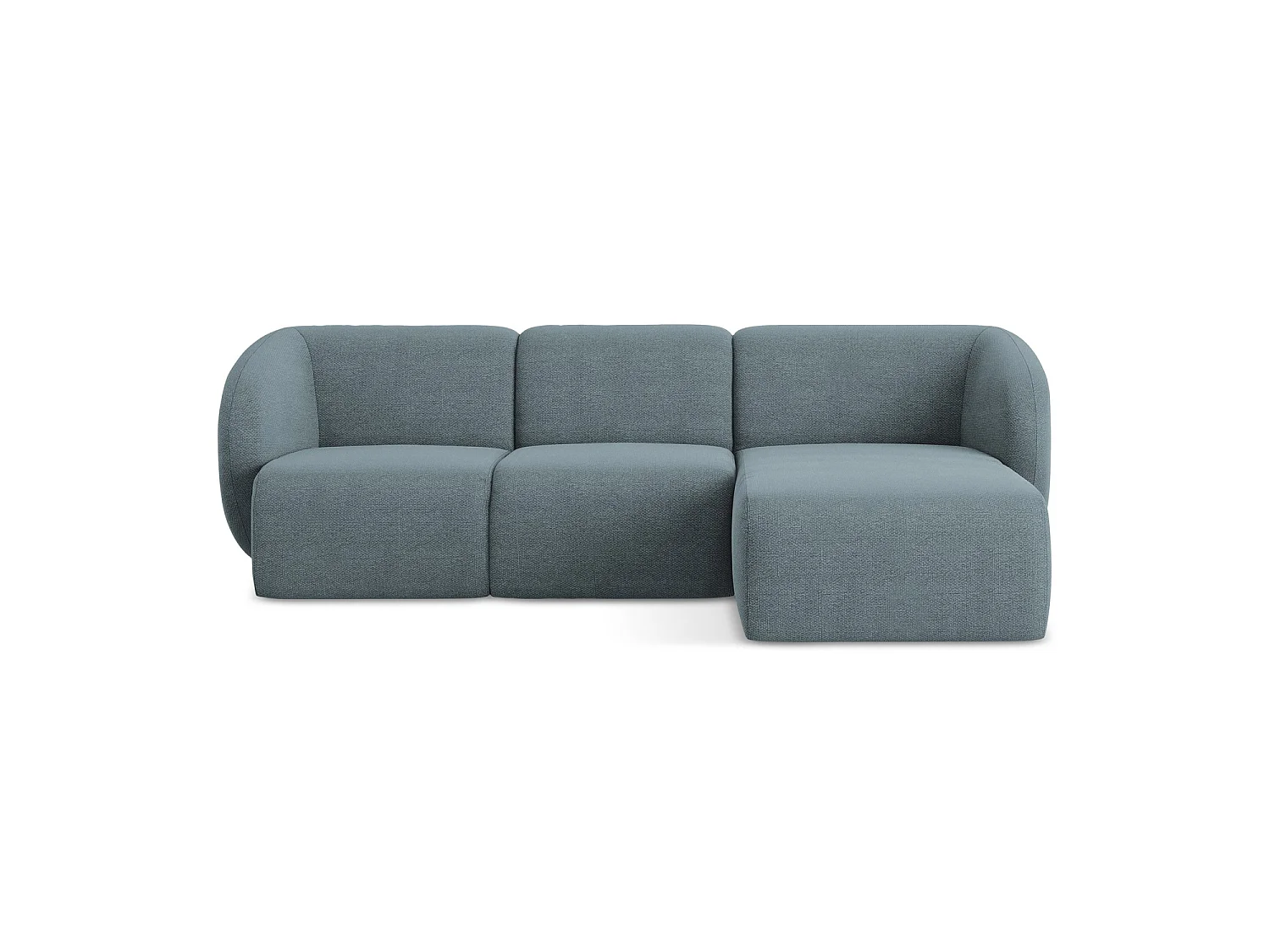 Narożnik prawostronny - z tkaniny bouclé - jeans - CERVO