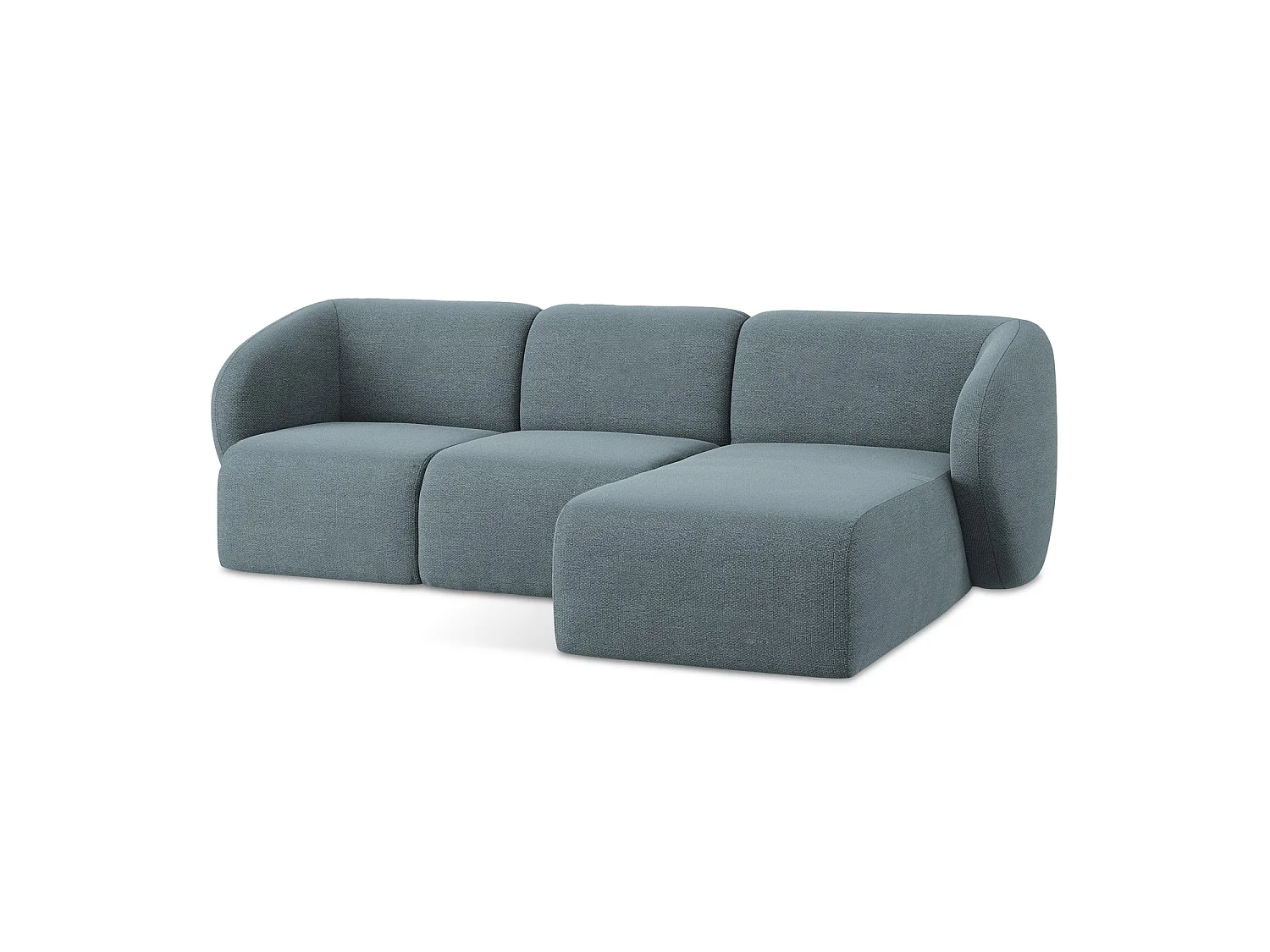 Narożnik prawostronny - z tkaniny bouclé - jeans - CERVO
